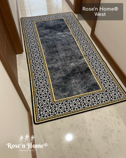 WEST - Kaymaz Deri Taban Makinede Yıkanabilir Salon Oturma Odası Mutfak Halısı