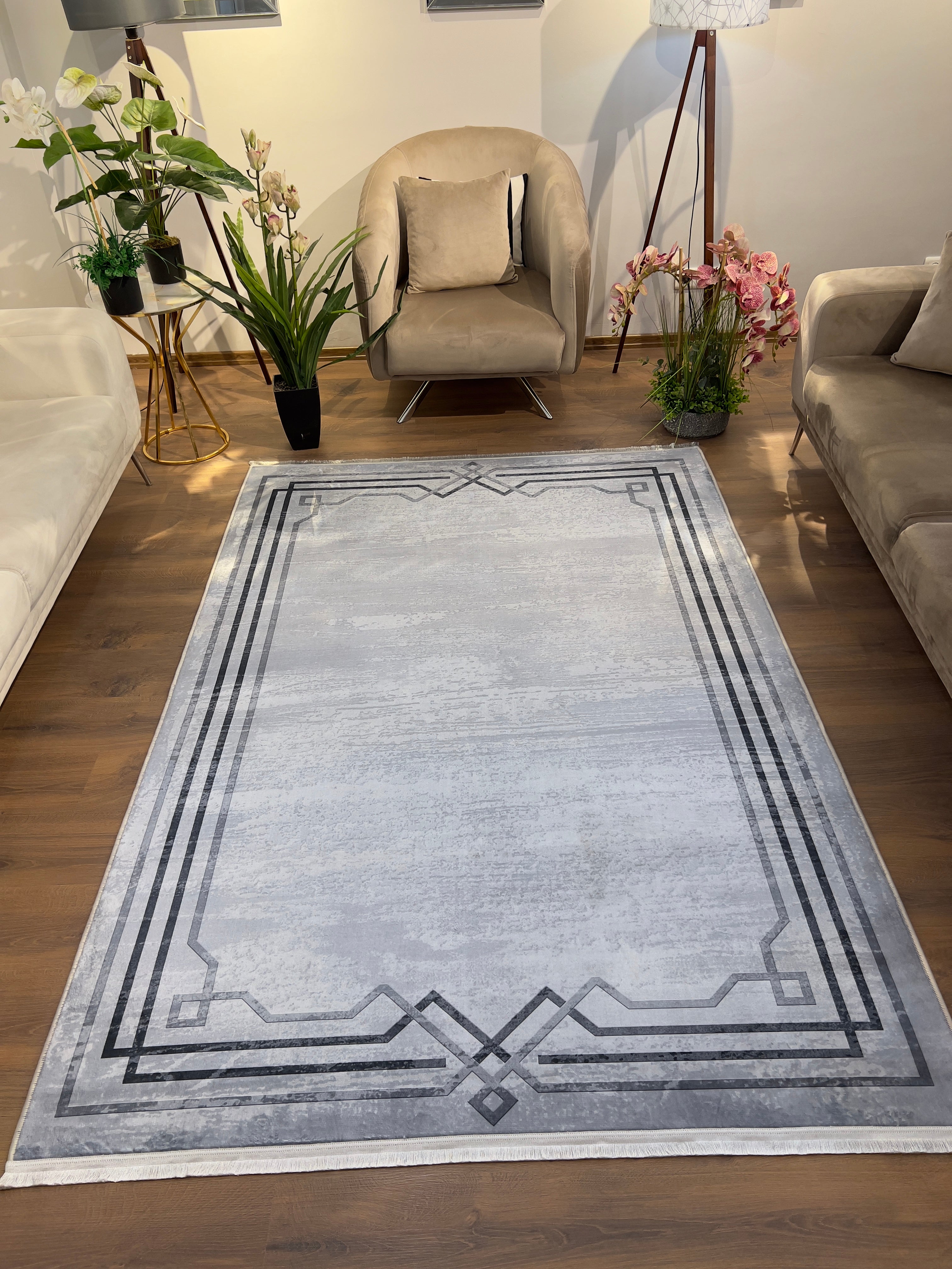 ALMY SOFT - Kaymaz Deri Taban Makinede Yıkanabilir Salon Oturma Odası Mutfak Halısı