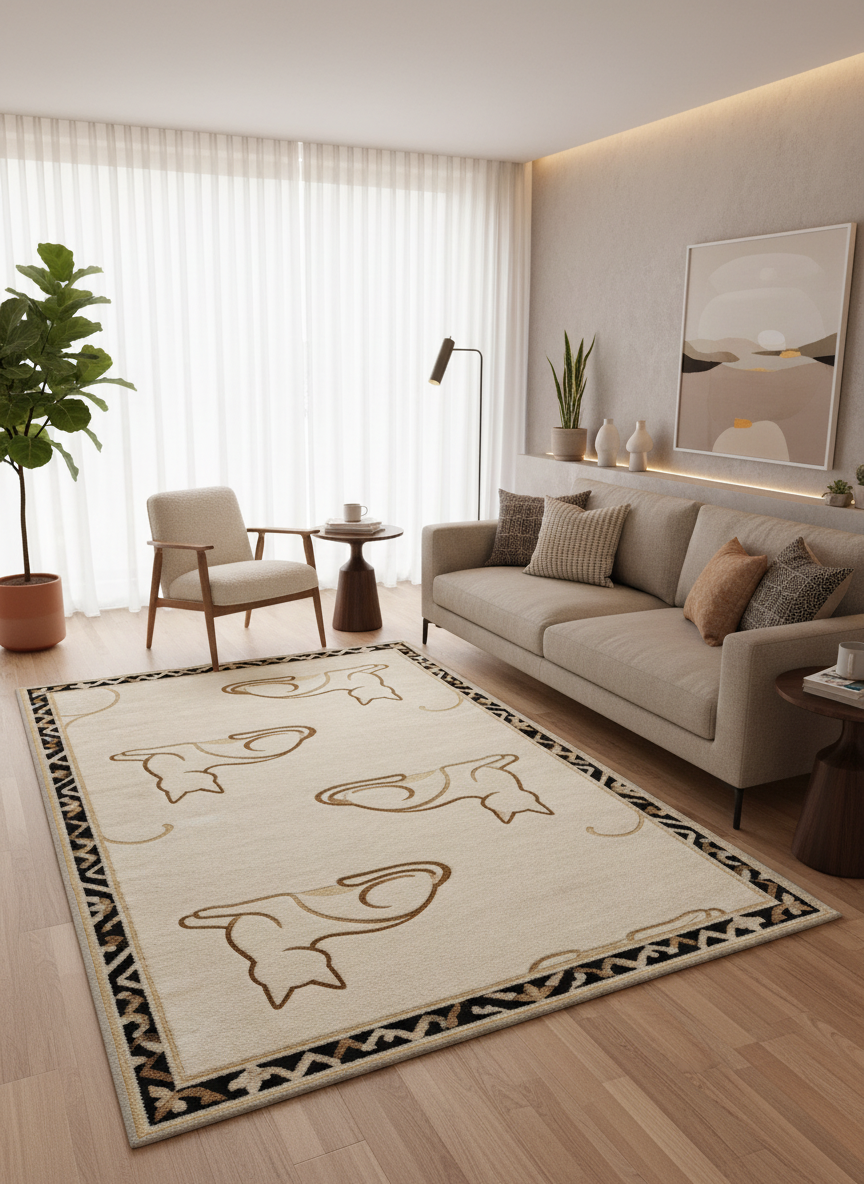 Arte KD004 Kedi Desenli Pati Dostu Hayvanseverler İçin Dekoratif Halı