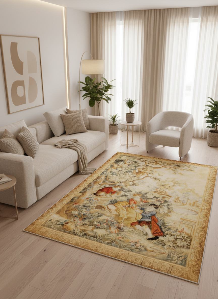 Arte KD008 Kedi Desenli Pati Dostu Hayvanseverler İçin Dekoratif Halı