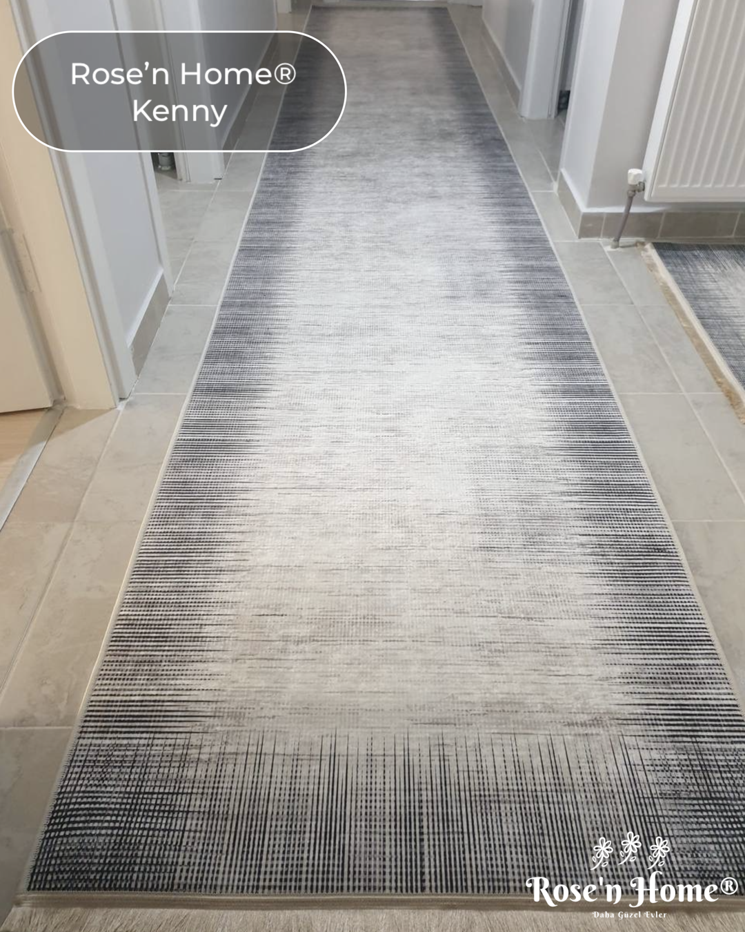 KENNY - Kaymaz Deri Taban Makinede Yıkanabilir Salon Oturma Odası Mutfak Halısı
