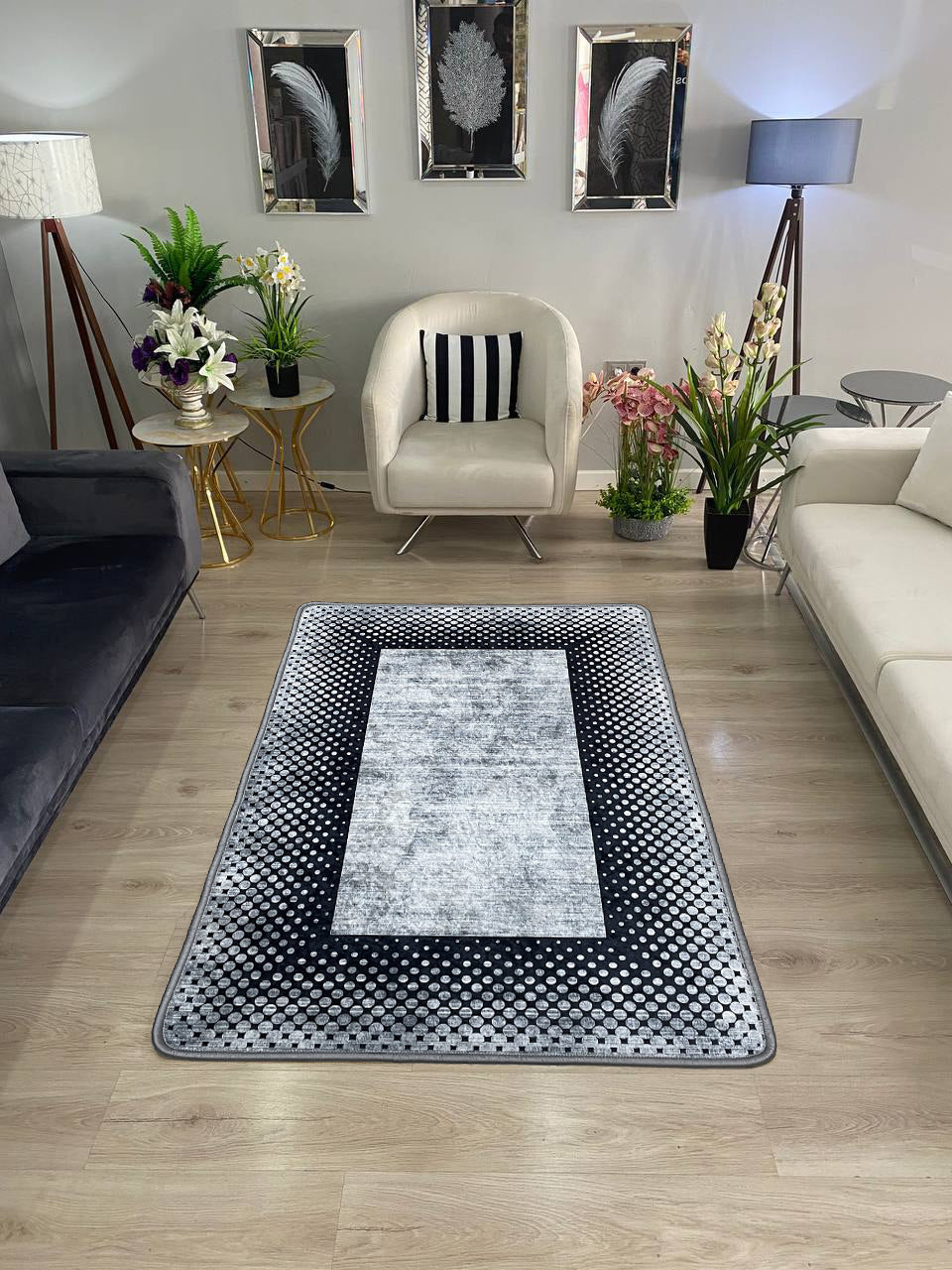 DEKA BLACK - Kaymaz Deri Taban Makinede Yıkanabilir Salon Oturma Odası Mutfak Halısı