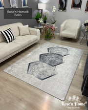 BELLA - Kaymaz Deri Taban Makinede Yıkanabilir Salon Oturma Odası Mutfak Halısı