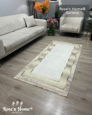 SORENO - Kaymaz Deri Taban Makinede Yıkanabilir Salon Oturma Odası Mutfak Halısı