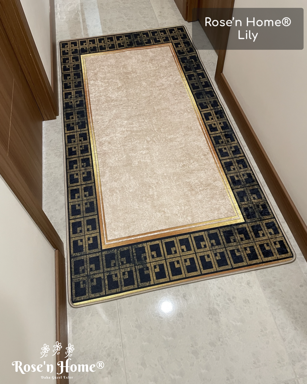 LİLY - Kaymaz Deri Taban Makinede Yıkanabilir Salon Oturma Odası Mutfak Halısı
