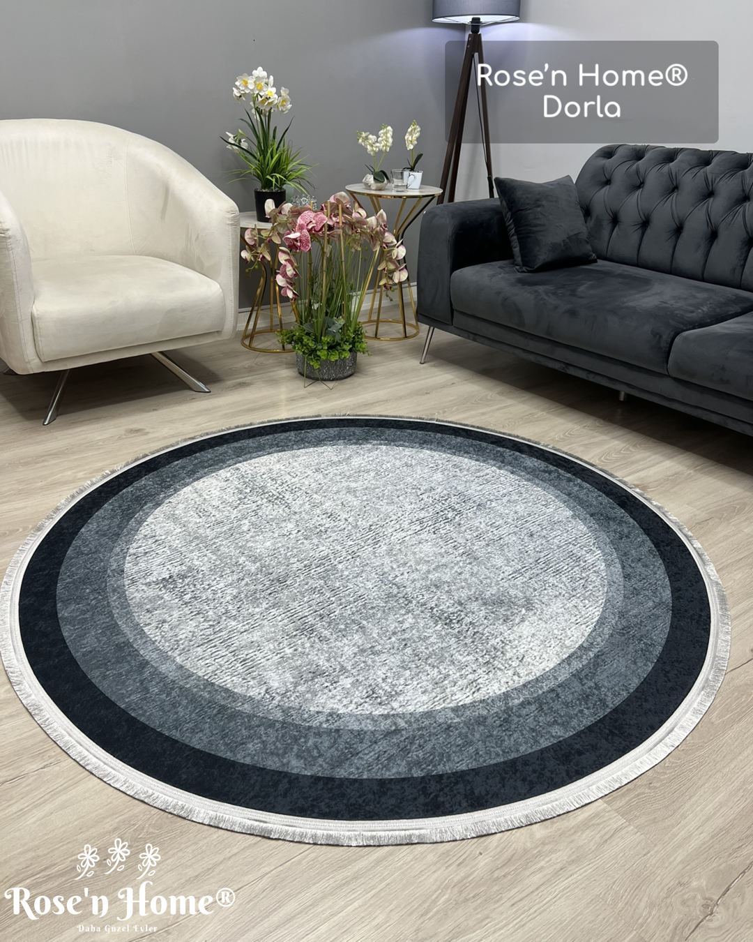 DORLA - Kaymaz Deri Taban Makinede Yıkanabilir Salon Oturma Odası Mutfak Halısı