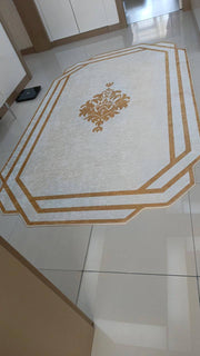 HAN FORM GOLD - Kaymaz Deri Taban Makinede Yıkanabilir Salon Oturma Odası Mutfak Halısı