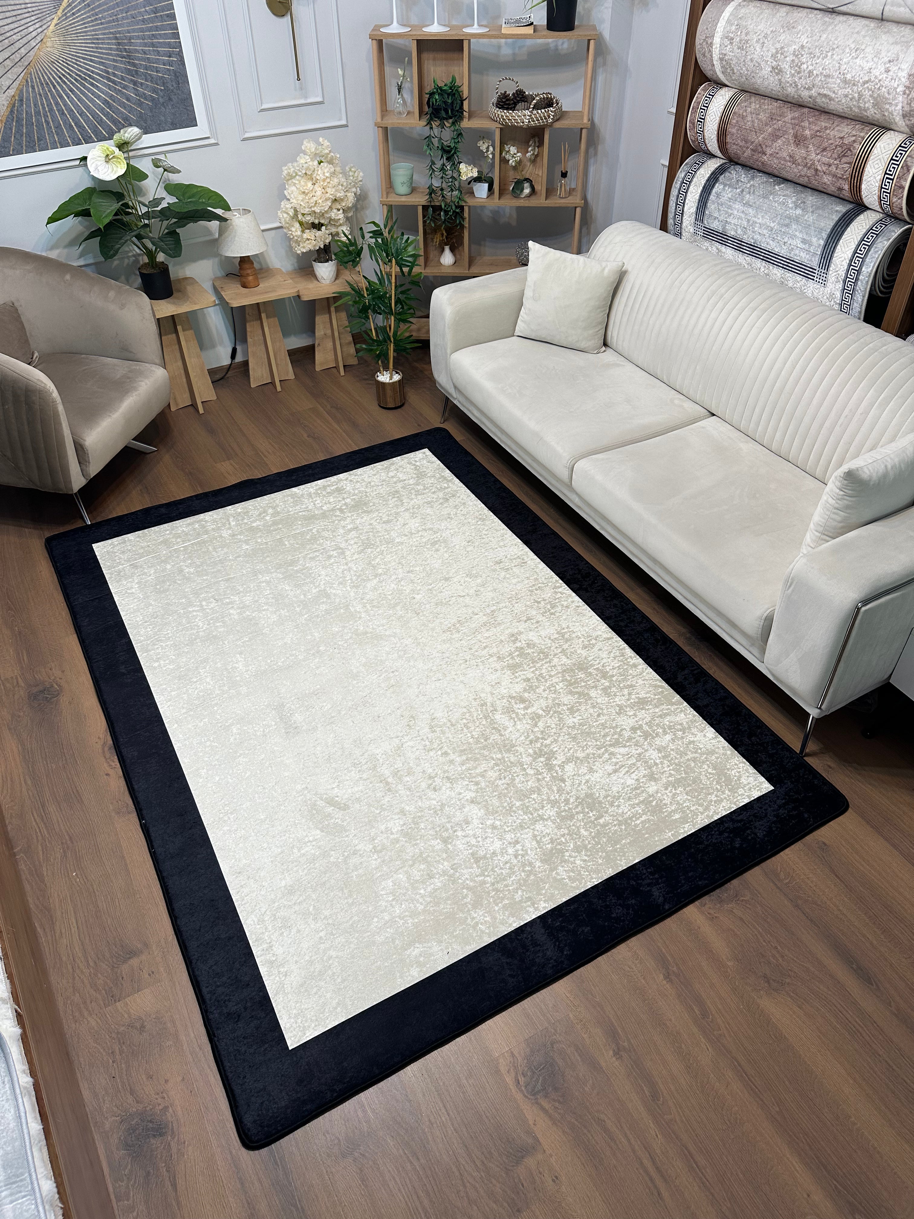FRAME STİL - Kaymaz Deri Taban Makinede Yıkanabilir Salon Oturma Odası Mutfak Halısı