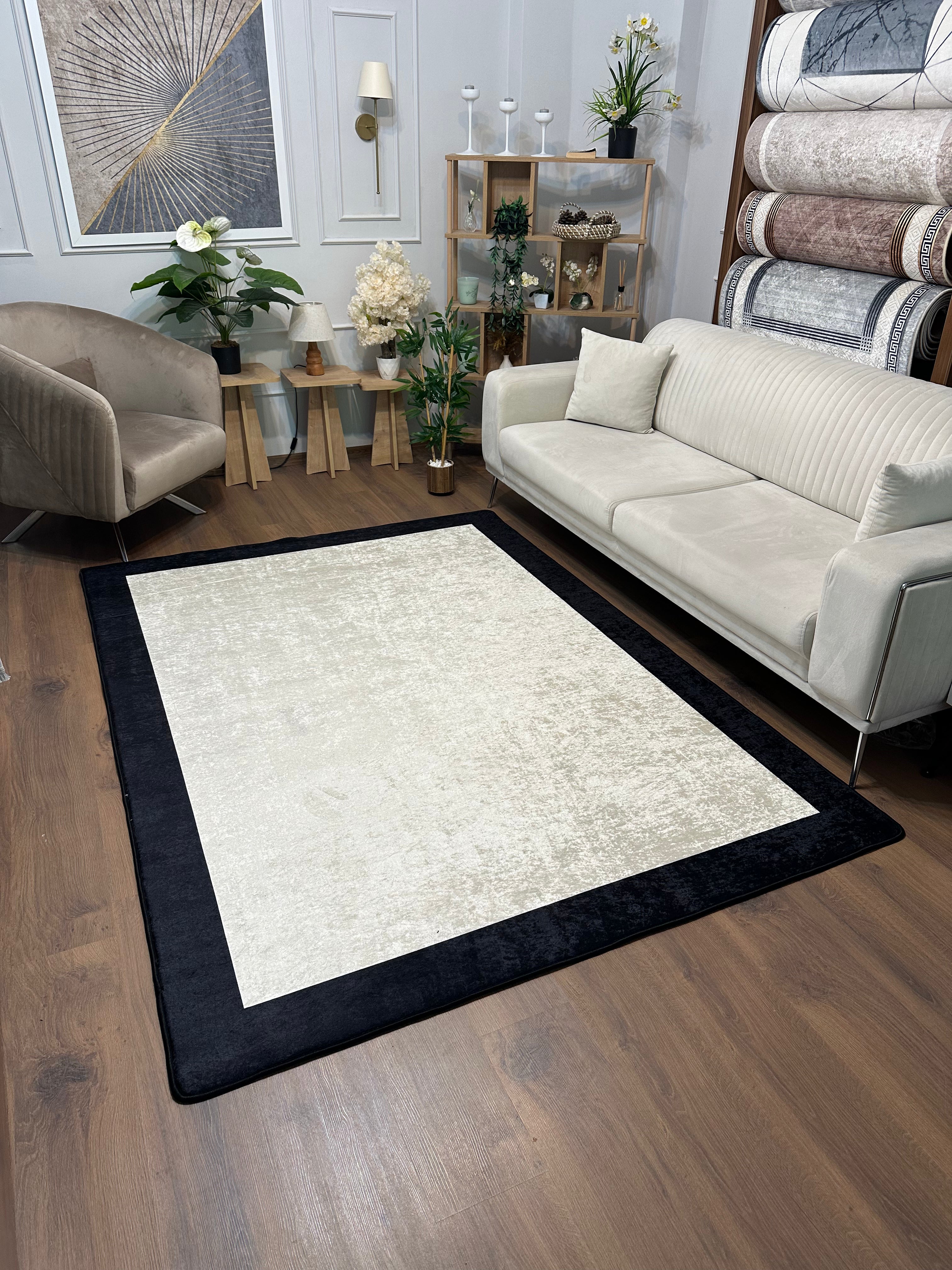 FRAME STİL - Kaymaz Deri Taban Makinede Yıkanabilir Salon Oturma Odası Mutfak Halısı