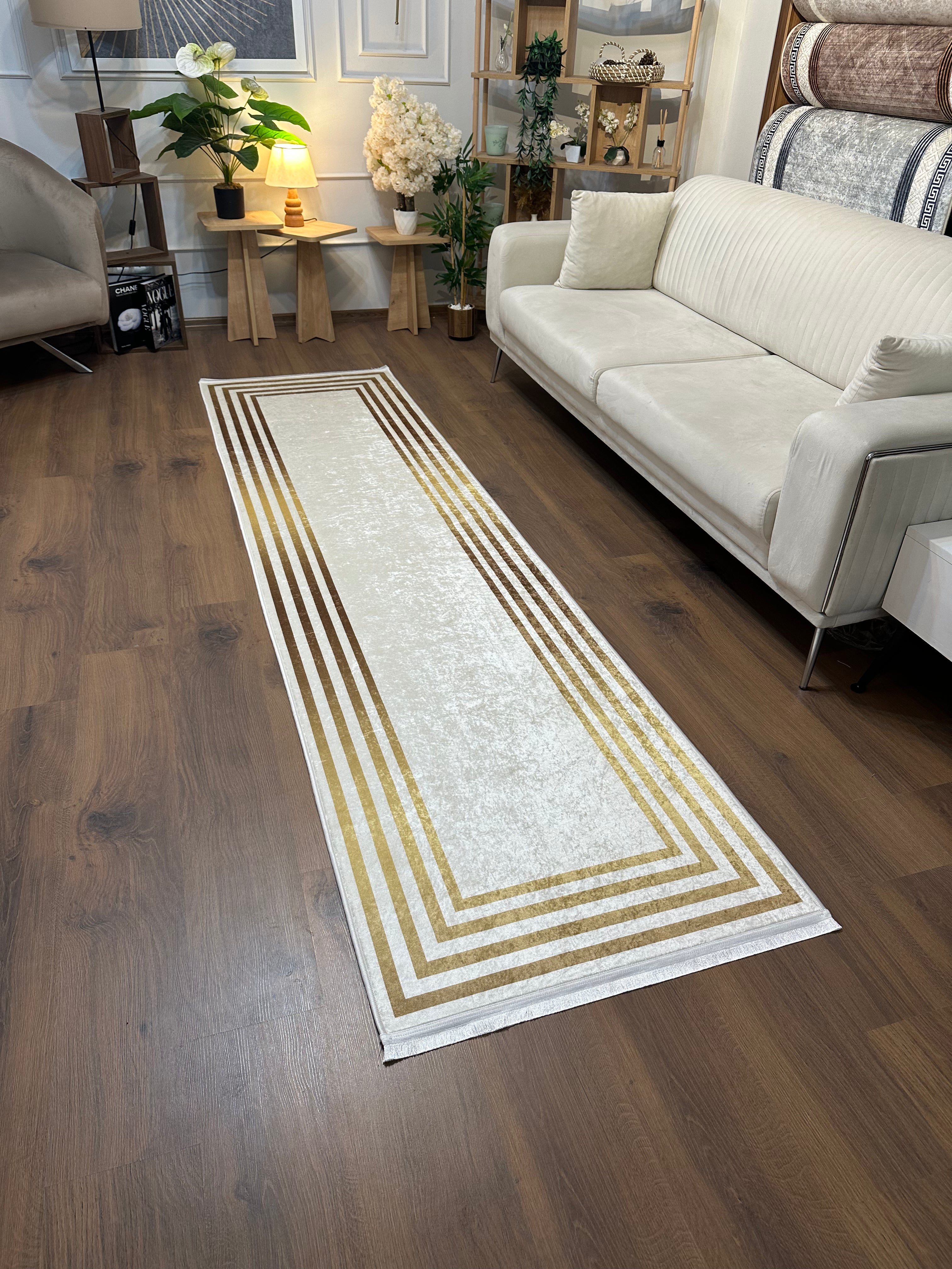 MULTİ GOLD - Kaymaz Deri Taban Makinede Yıkanabilir Salon Oturma Odası Mutfak Halısı