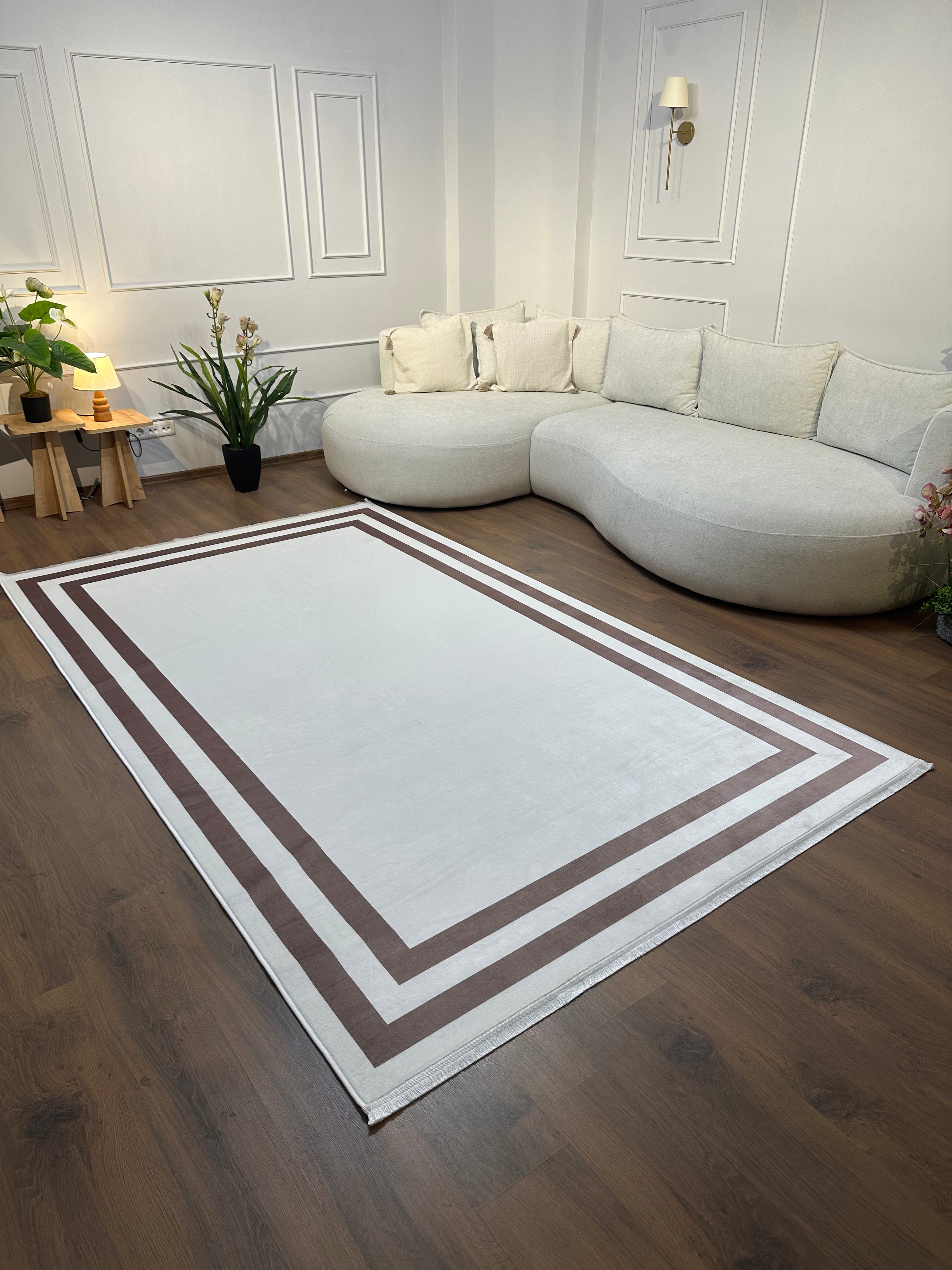 FRAME VİZON - Kaymaz Deri Taban Makinede Yıkanabilir Salon Oturma Odası Mutfak Halısı