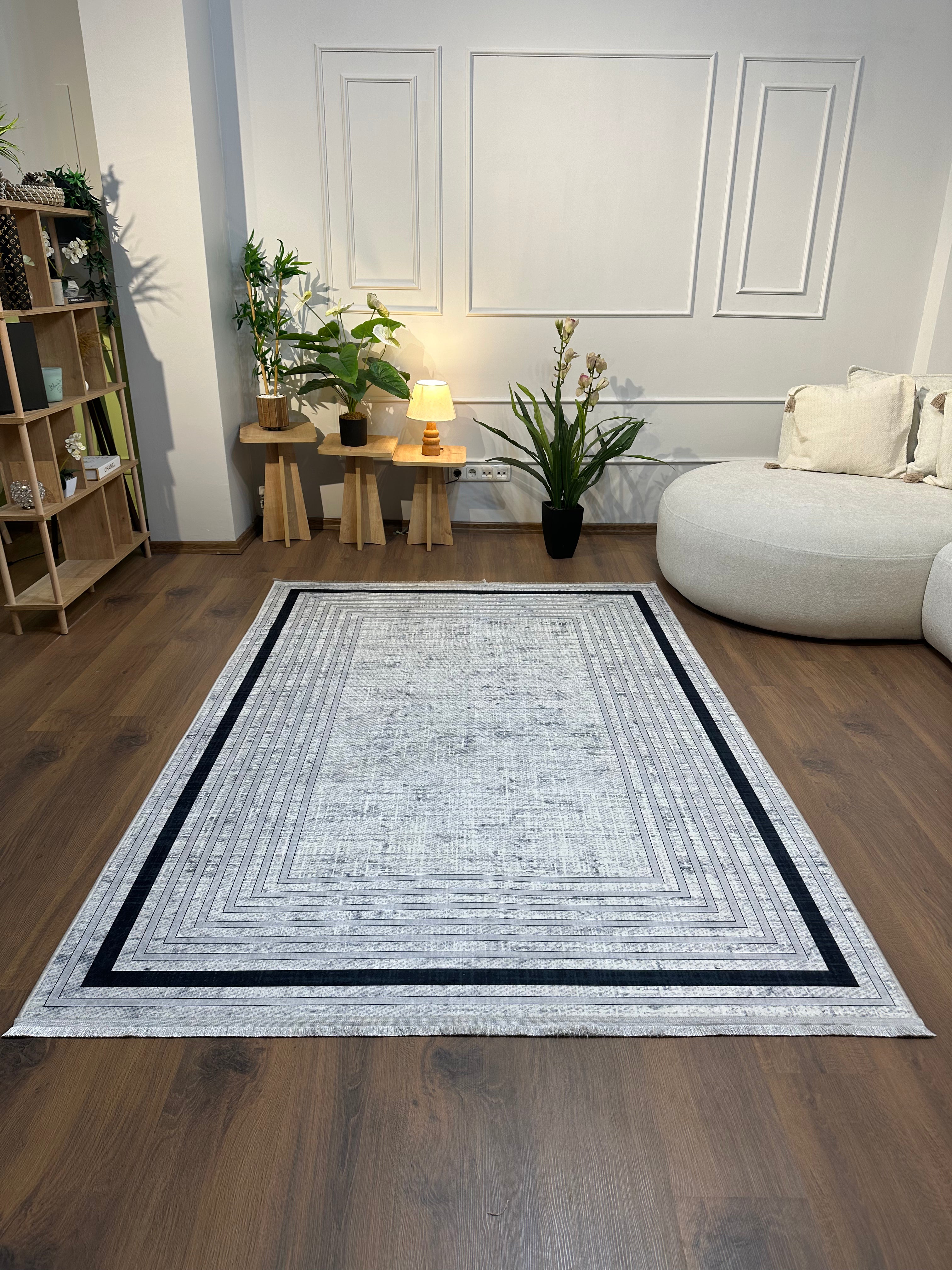 MELONİ - Kaymaz Deri Taban Makinede Yıkanabilir Salon Oturma Odası Mutfak Halısı