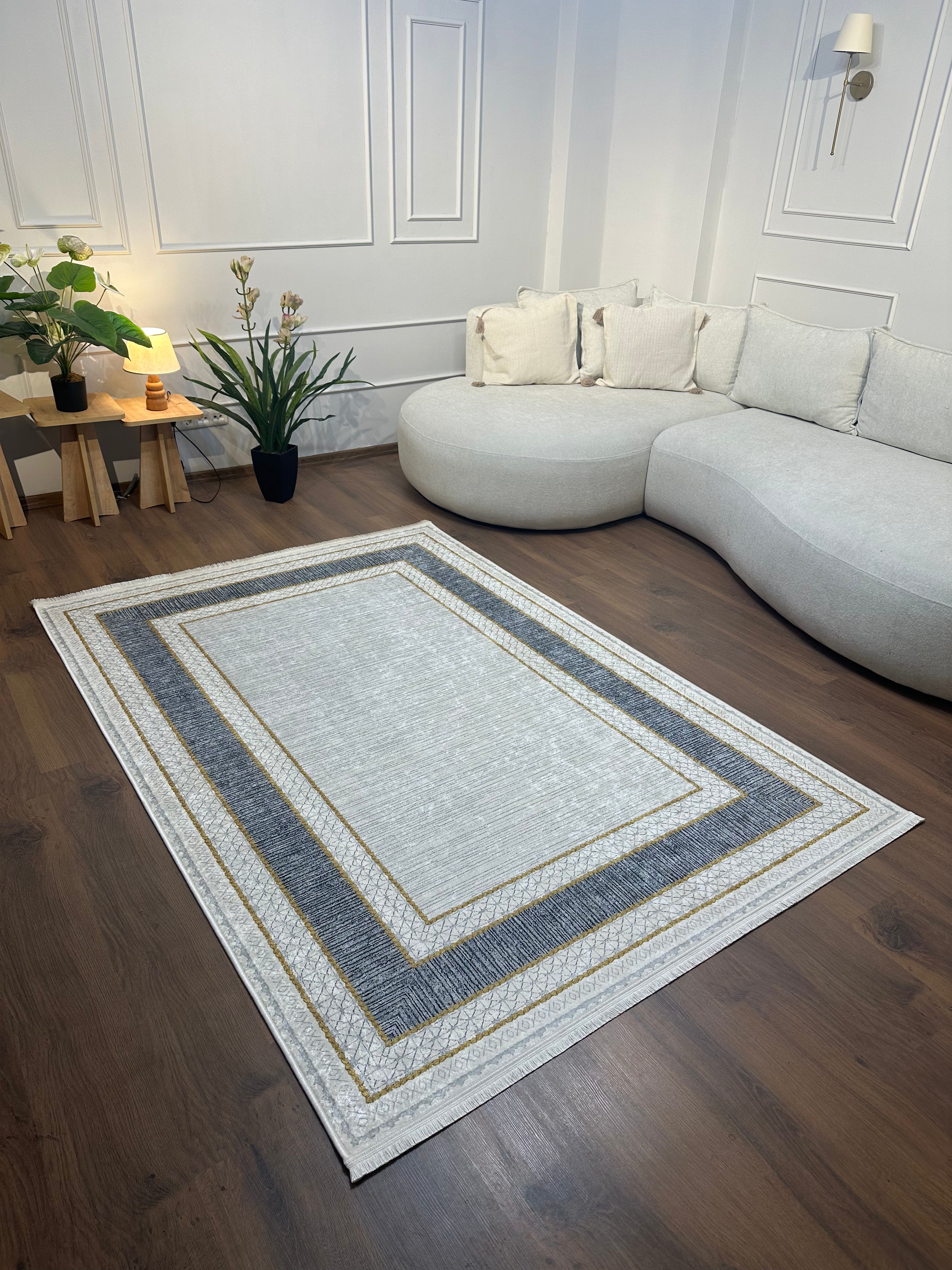 TORREN - Kaymaz Deri Taban Makinede Yıkanabilir Salon Oturma Odası Mutfak Halısı