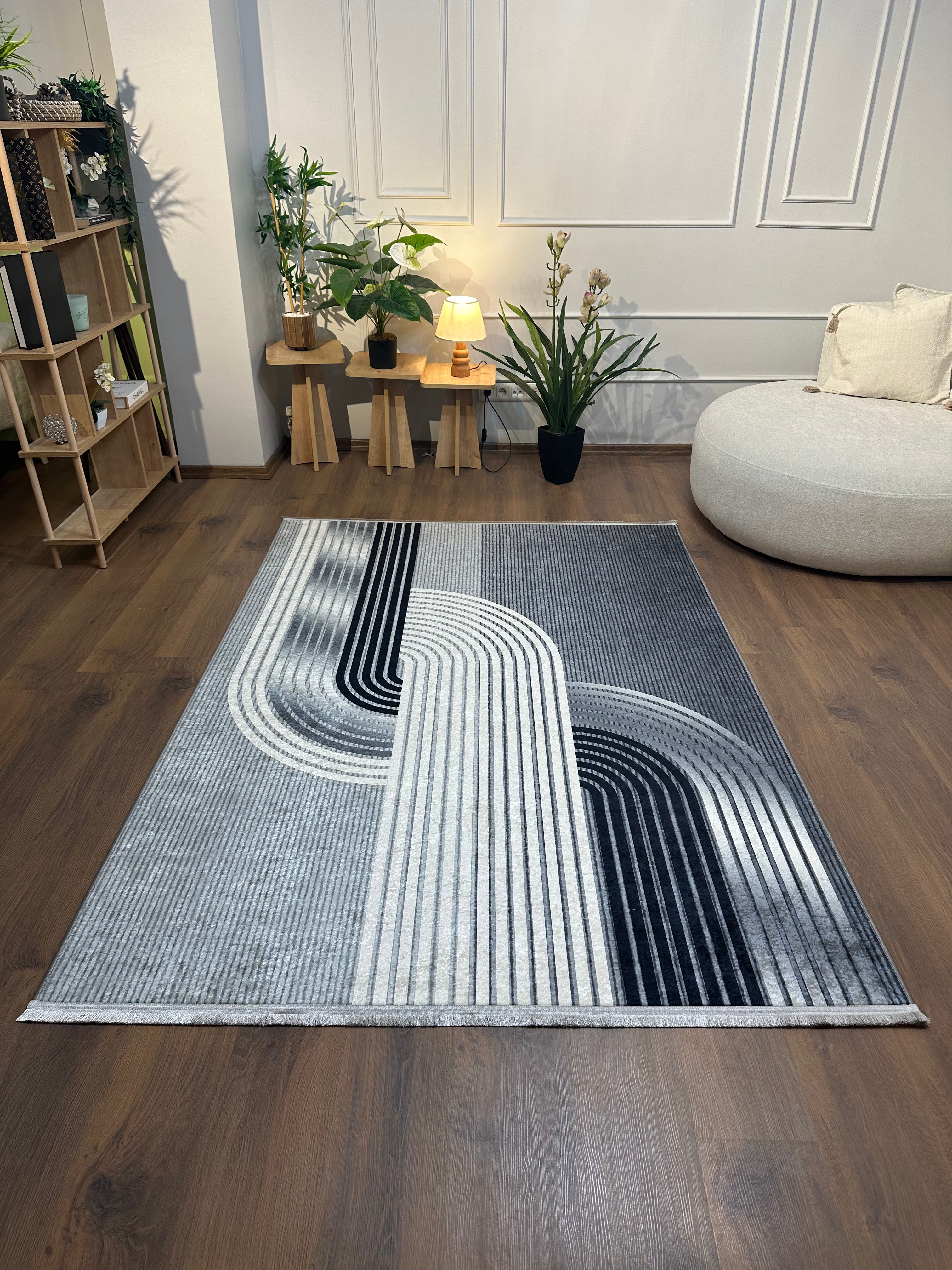 LUNA GRİ DEGRA - Kaymaz Deri Taban Makinede Yıkanabilir Salon Oturma Odası Mutfak Halısı