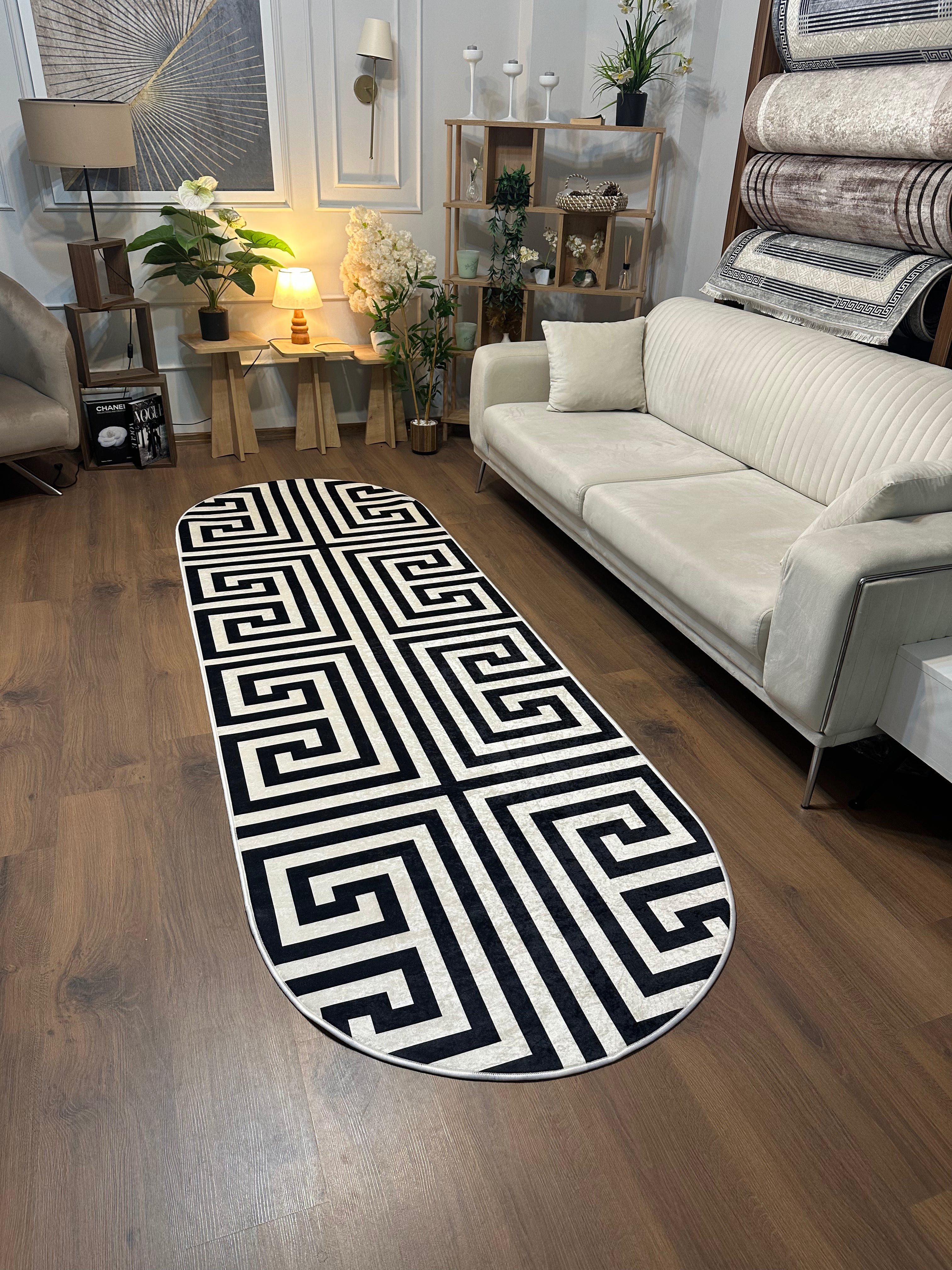 LABİRENT - Kaymaz Deri Taban Makinede Yıkanabilir Salon Oturma Odası Mutfak Halısı