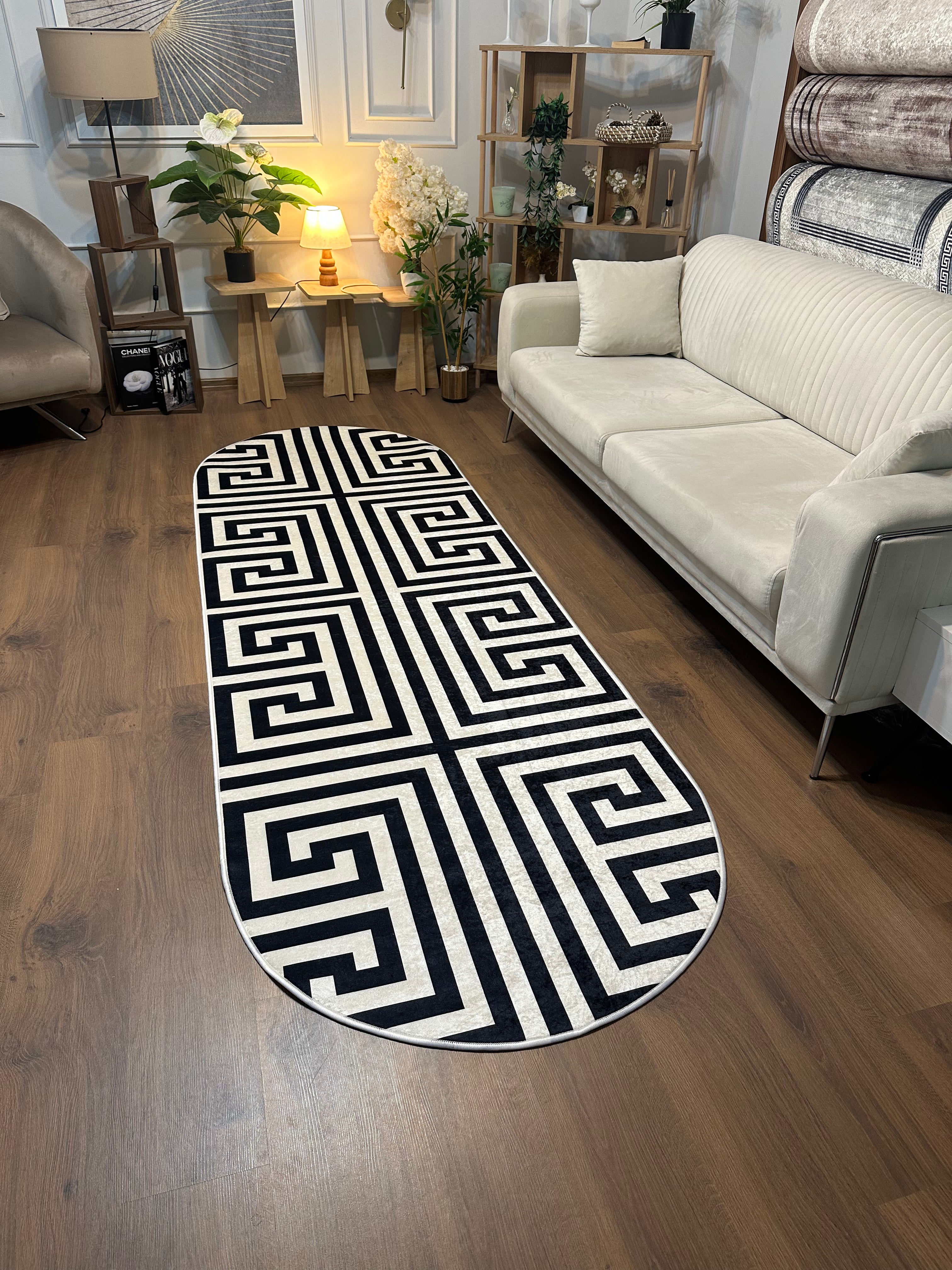 LABİRENT - Kaymaz Deri Taban Makinede Yıkanabilir Salon Oturma Odası Mutfak Halısı
