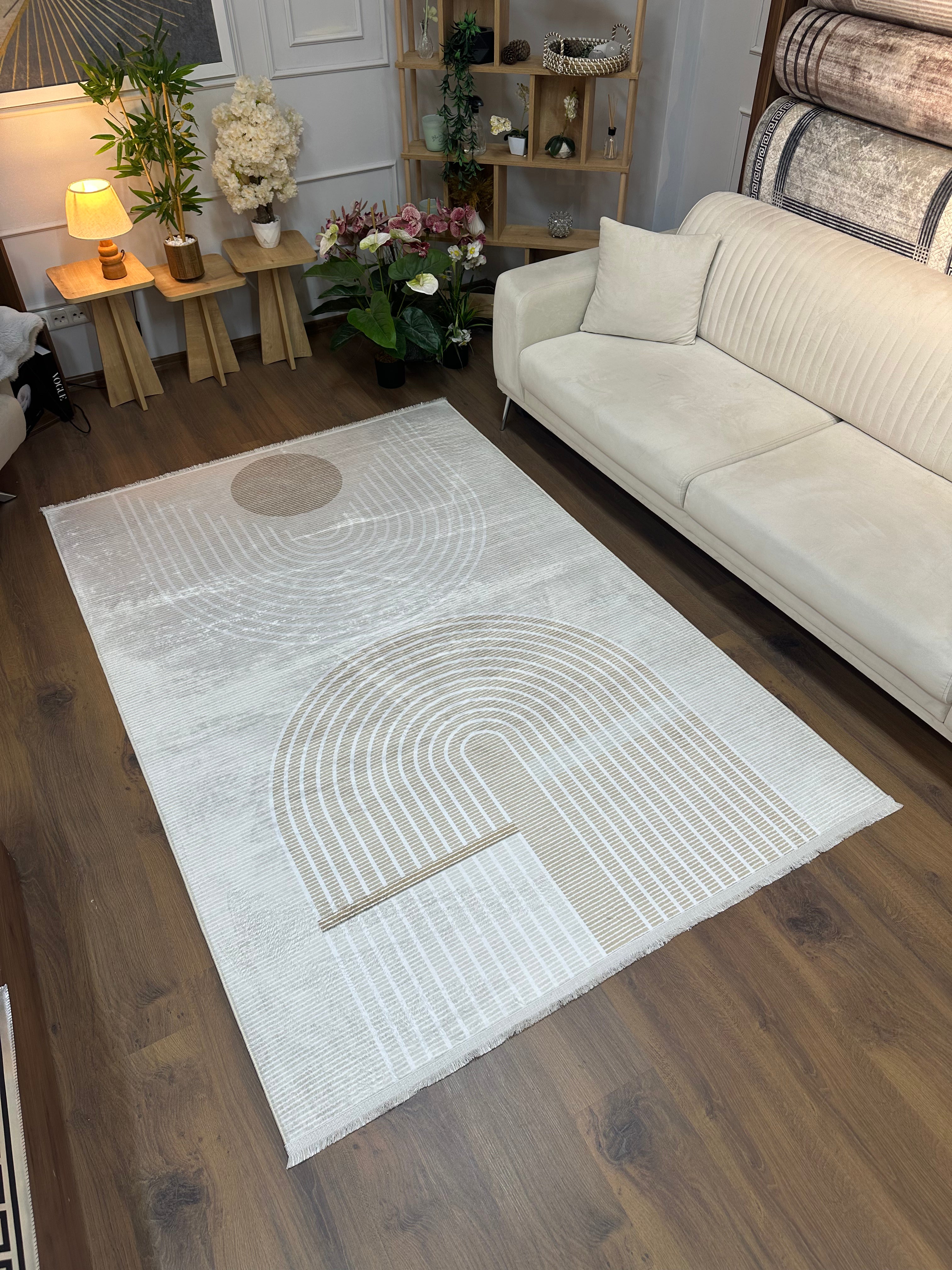 FLORİDA - Kaymaz Deri Taban Makinede Yıkanabilir Salon Oturma Odası Mutfak Halısı