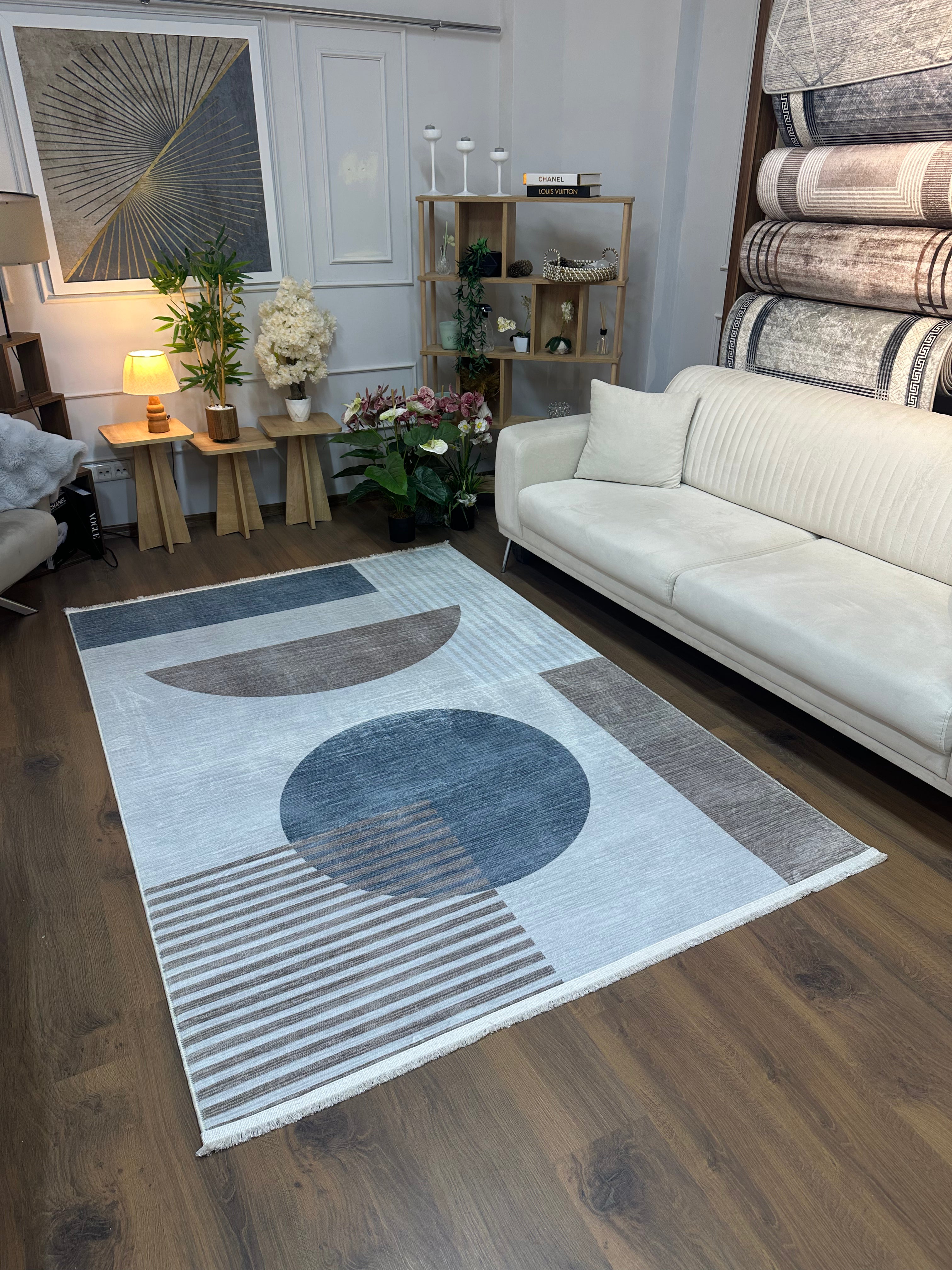 MARLAND - Kaymaz Deri Taban Makinede Yıkanabilir Salon Oturma Odası Mutfak Halısı