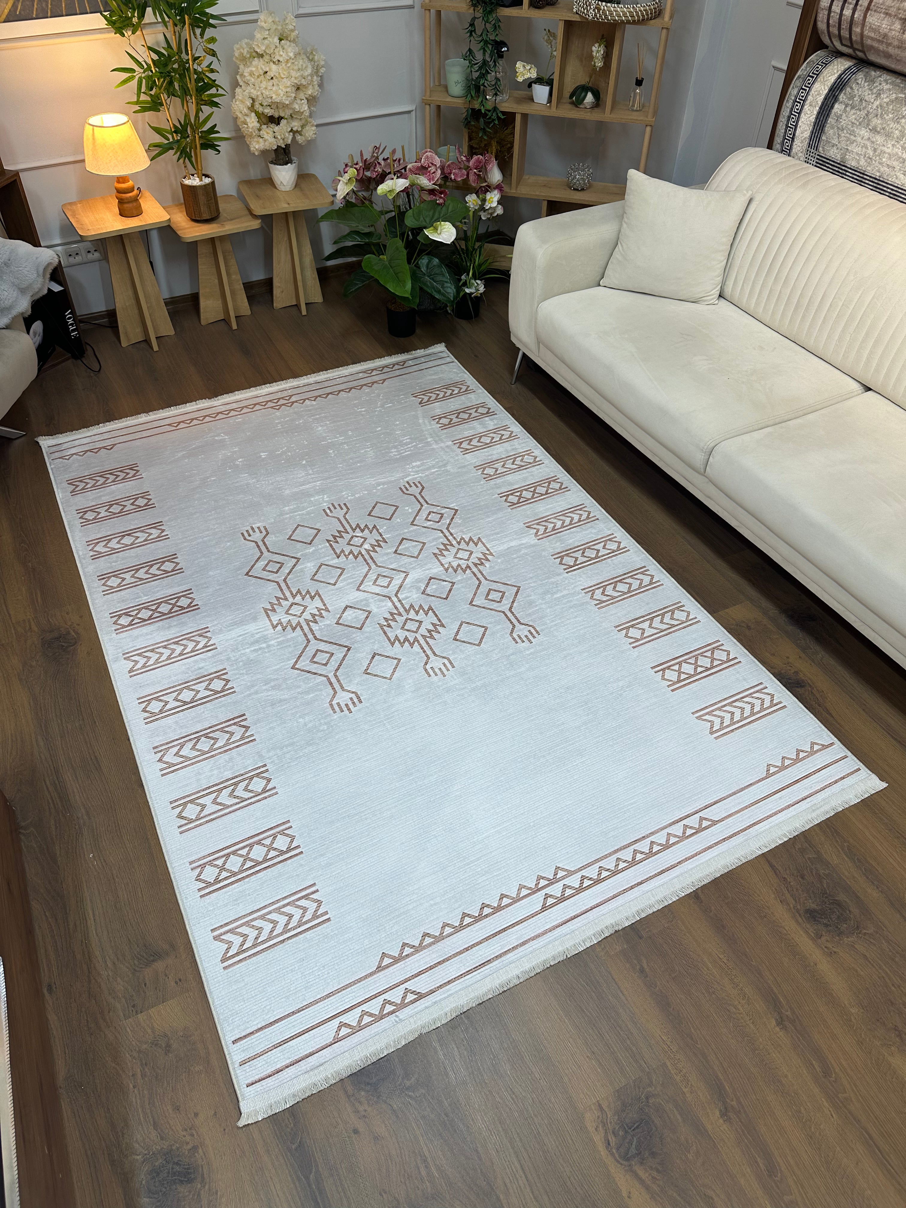 JERSEY - Kaymaz Deri Taban Makinede Yıkanabilir Salon Oturma Odası Mutfak Halısı