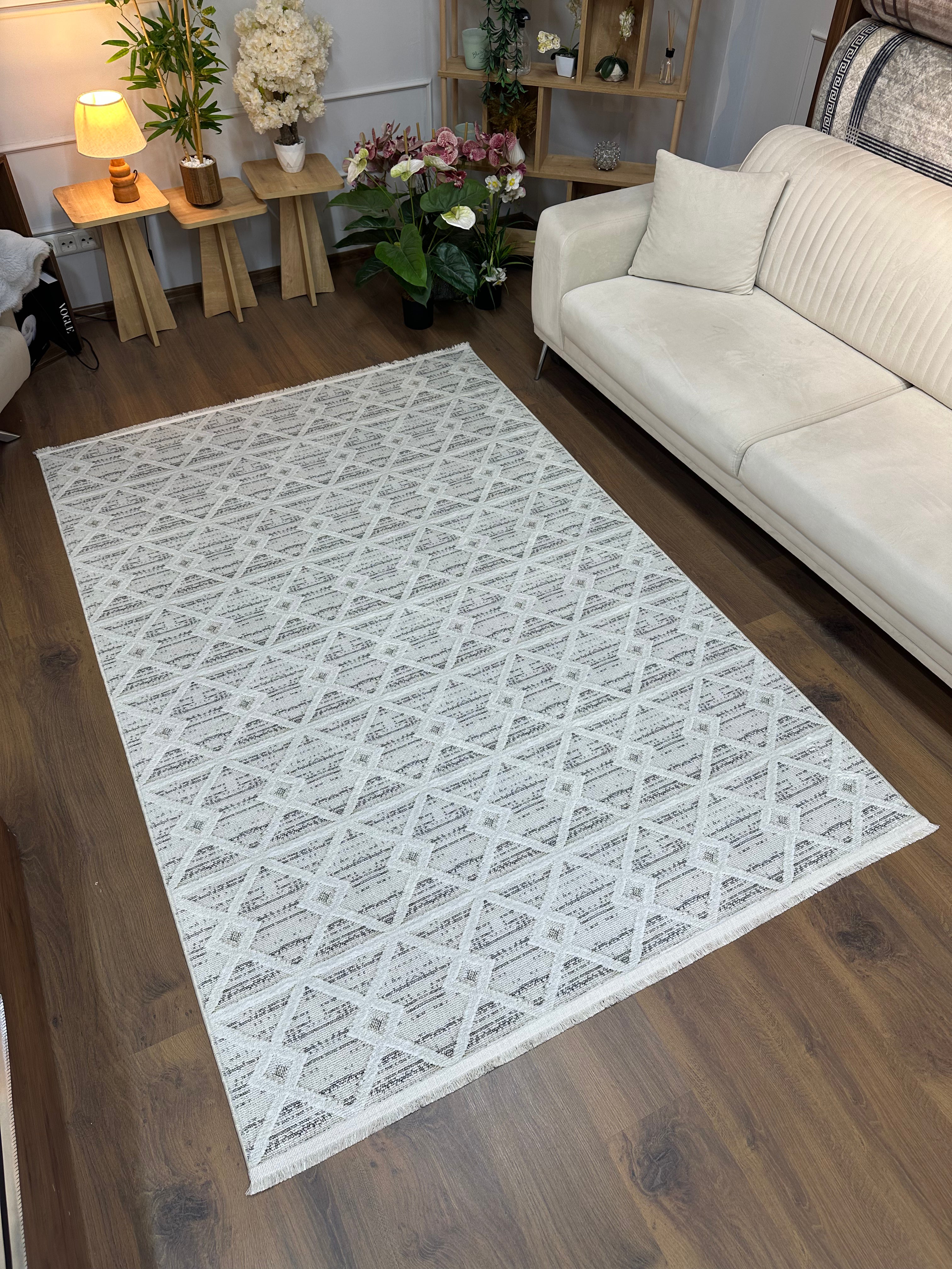 VERMONT - Kaymaz Deri Taban Makinede Yıkanabilir Salon Oturma Odası Mutfak Halısı