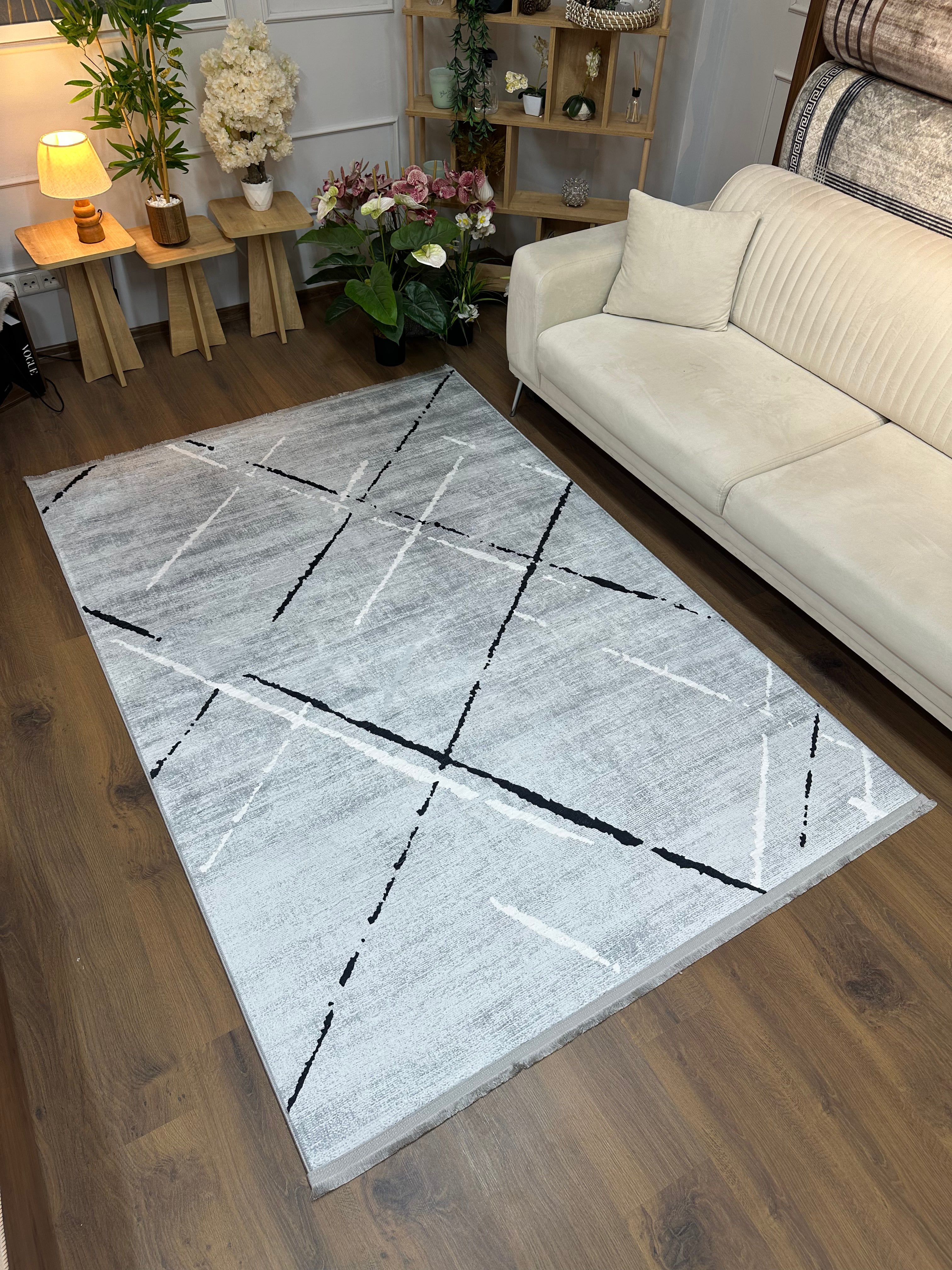GARET - Kaymaz Deri Taban Makinede Yıkanabilir Salon Oturma Odası Mutfak Halısı