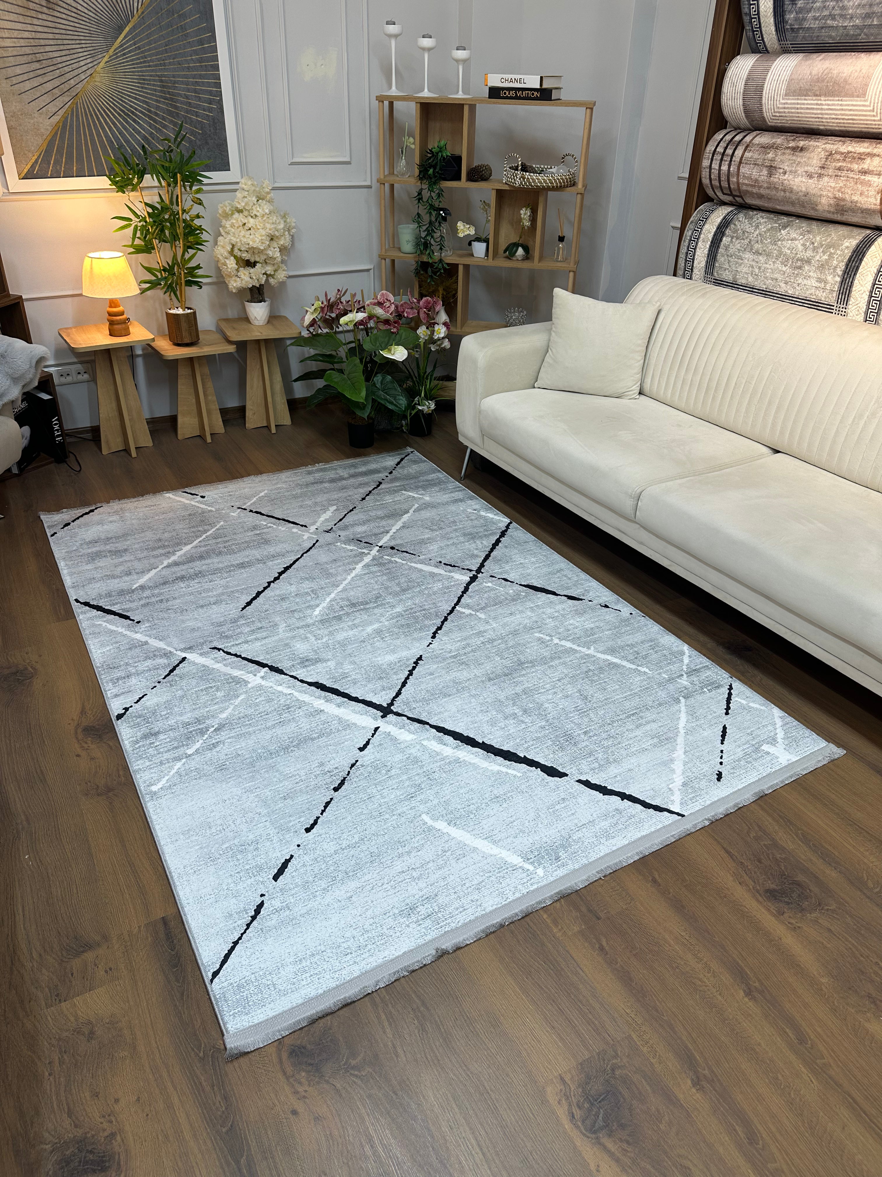 GARET - Kaymaz Deri Taban Makinede Yıkanabilir Salon Oturma Odası Mutfak Halısı