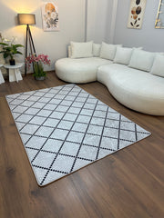 ZEN GRİ - Kaymaz Deri Taban Makinede Yıkanabilir Salon Oturma Odası Mutfak Halısı