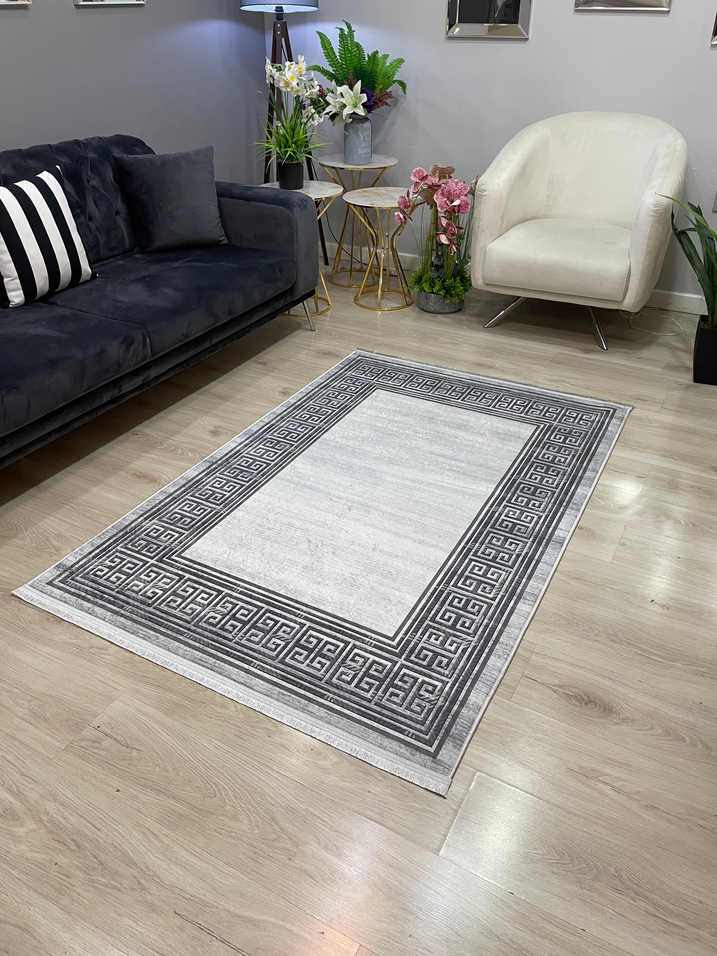 JANNY - Kaymaz Deri Taban Makinede Yıkanabilir Salon Oturma Odası Mutfak Halısı