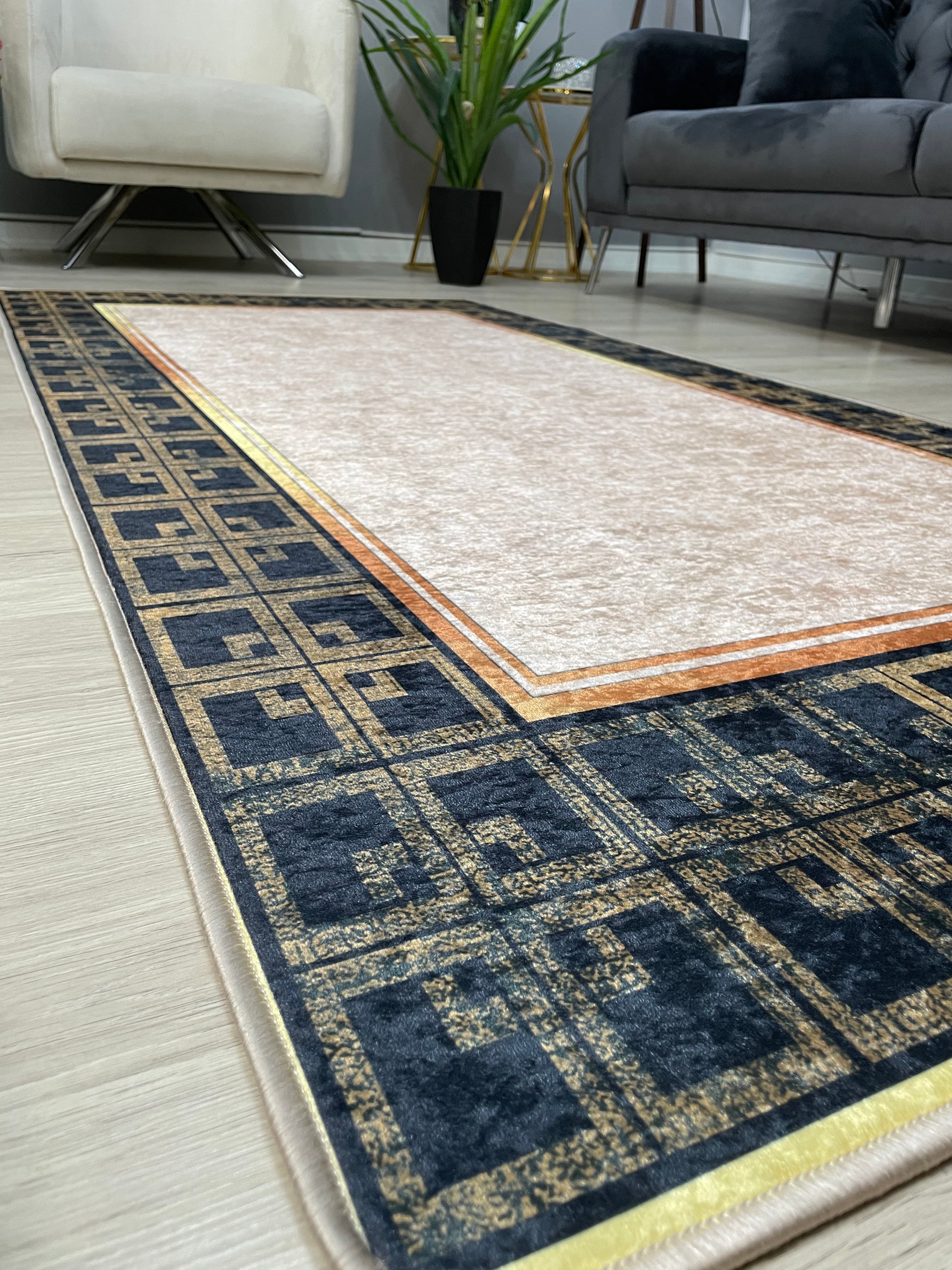 LİLY - Kaymaz Deri Taban Makinede Yıkanabilir Salon Oturma Odası Mutfak Halısı