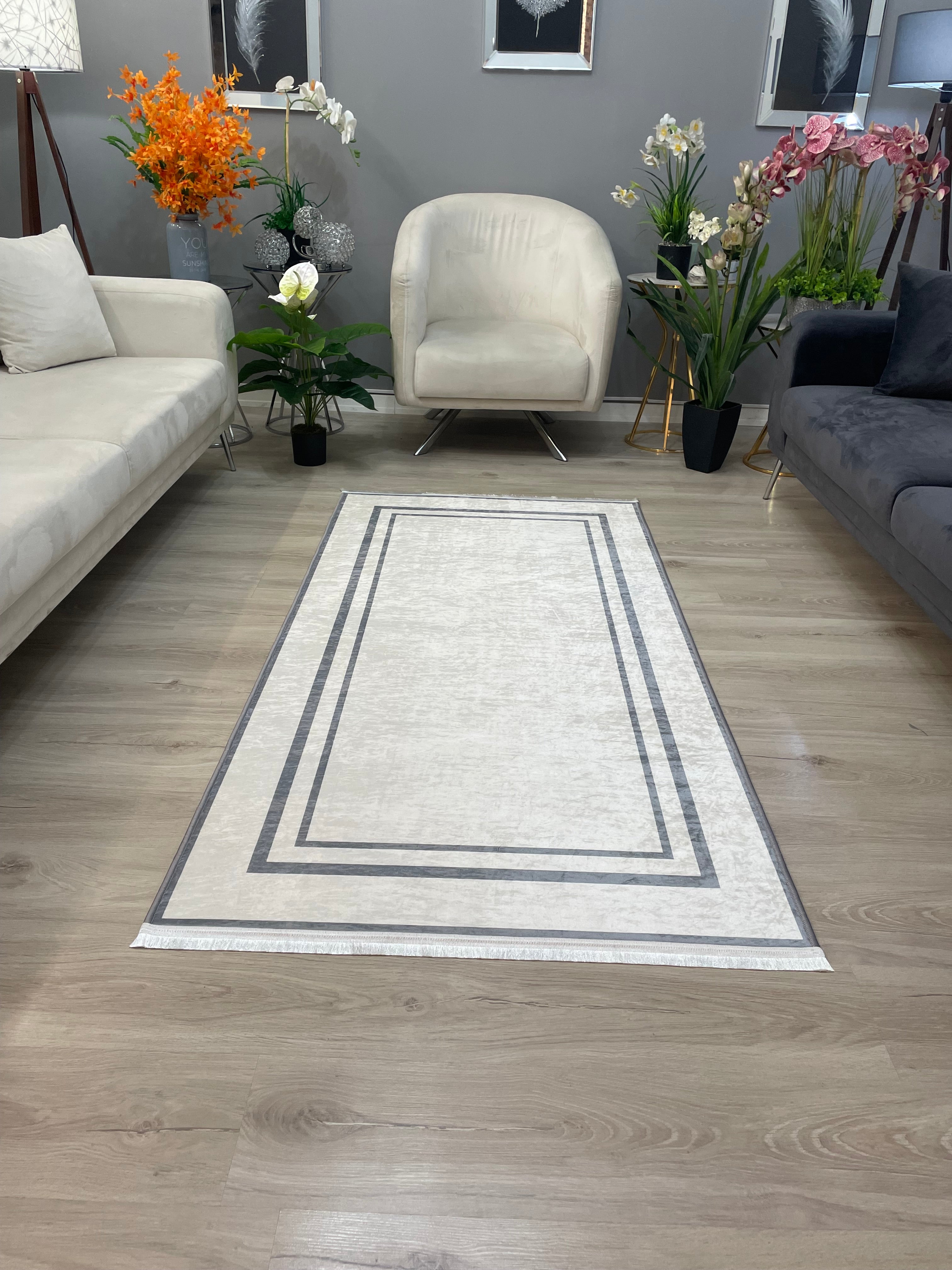 SERENİTY - Kaymaz Deri Taban Makinede Yıkanabilir Salon Oturma Odası Mutfak Halısı