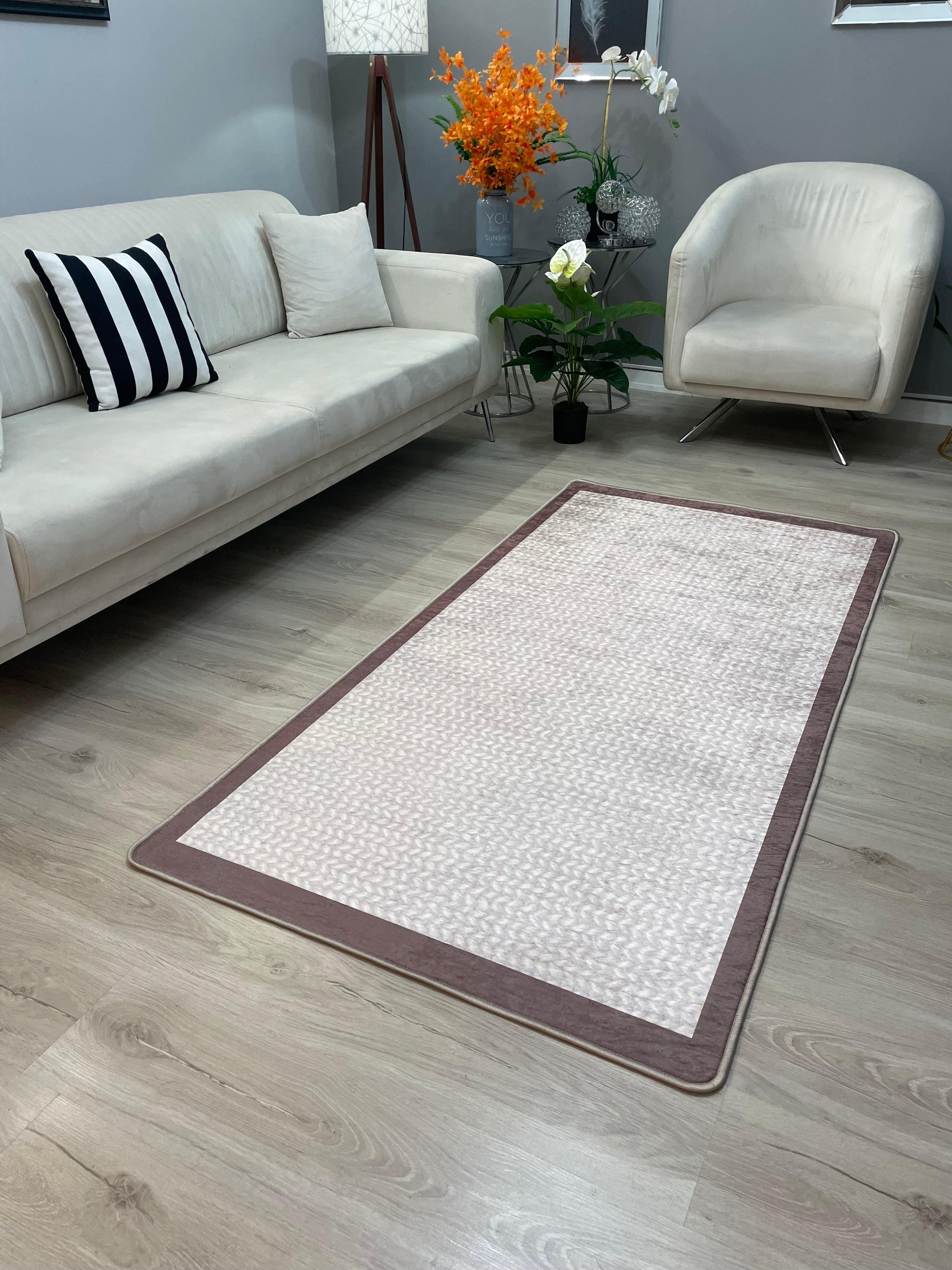 LAMAR - Kaymaz Deri Taban Makinede Yıkanabilir Salon Oturma Odası Mutfak Halısı