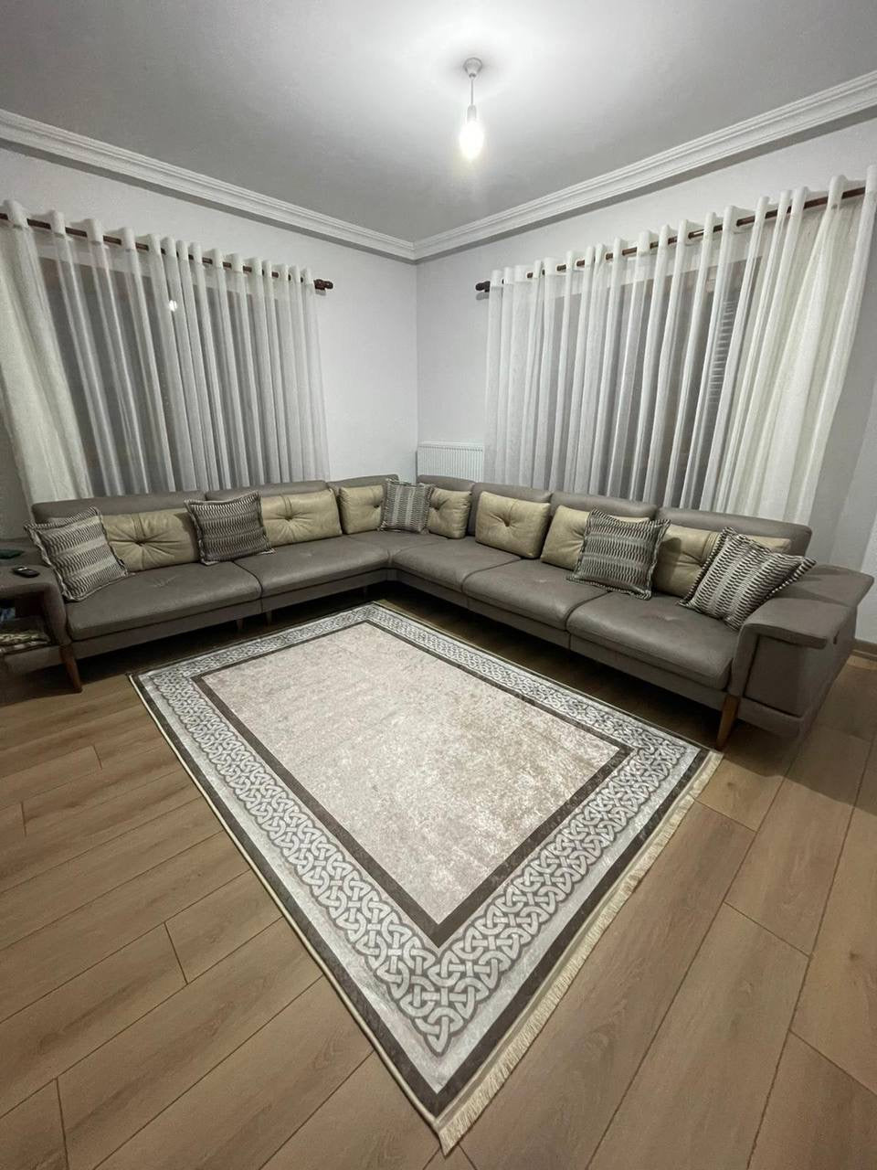 R-OLİVİA - Kaymaz Deri Taban Makinede Yıkanabilir Salon Oturma Odası Mutfak Halısı