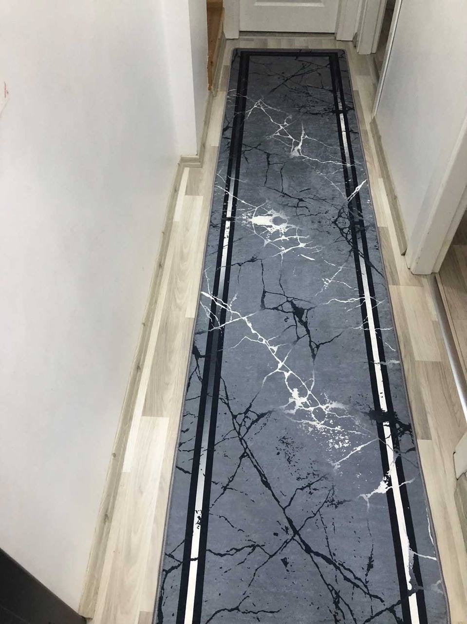 ANADİA GRİ - Kaymaz Deri Taban Makinede Yıkanabilir Salon Oturma Odası Mutfak Halısı