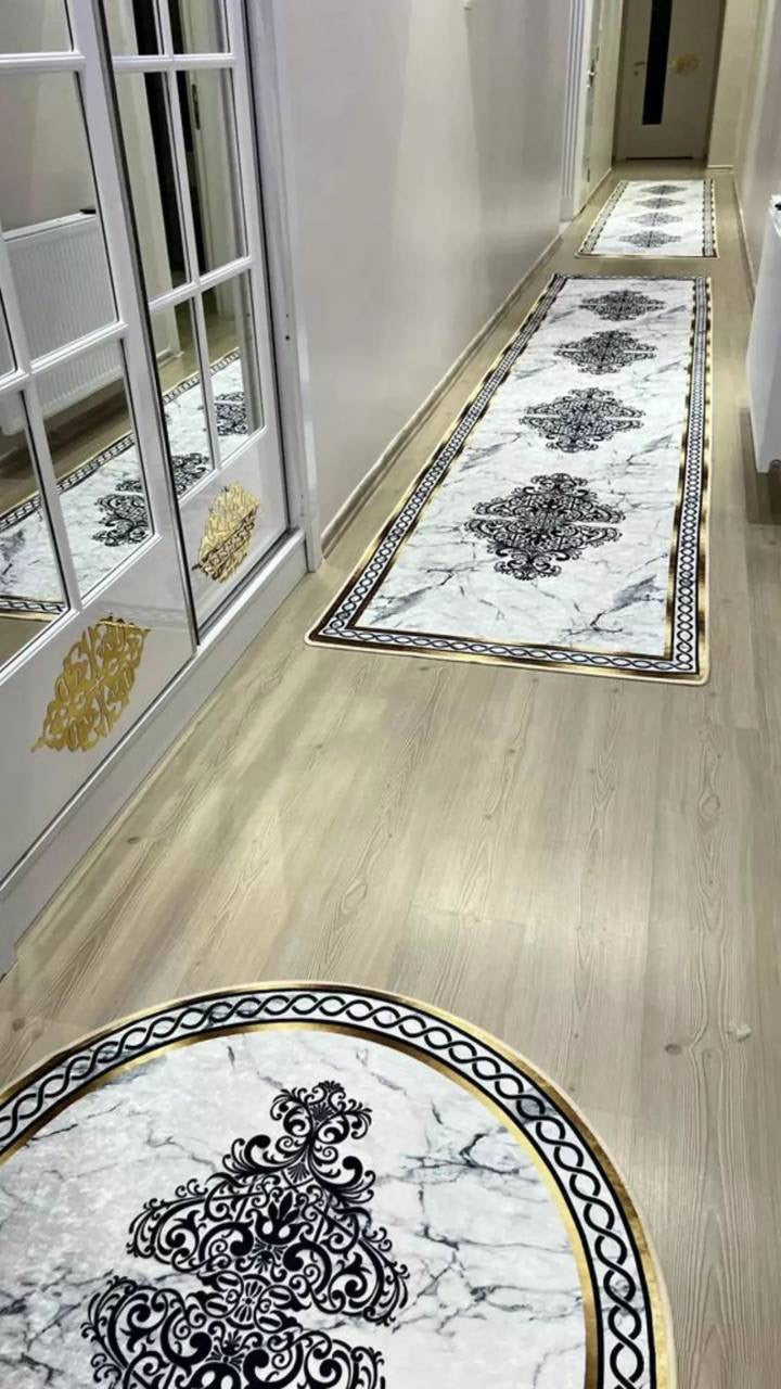 HALİFAX - Kaymaz Deri Taban Makinede Yıkanabilir Salon Oturma Odası Mutfak Halısı