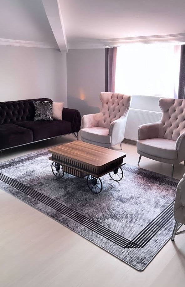 ALFA ANTİK - Kaymaz Deri Taban Makinede Yıkanabilir Salon Oturma Odası Mutfak Halısı