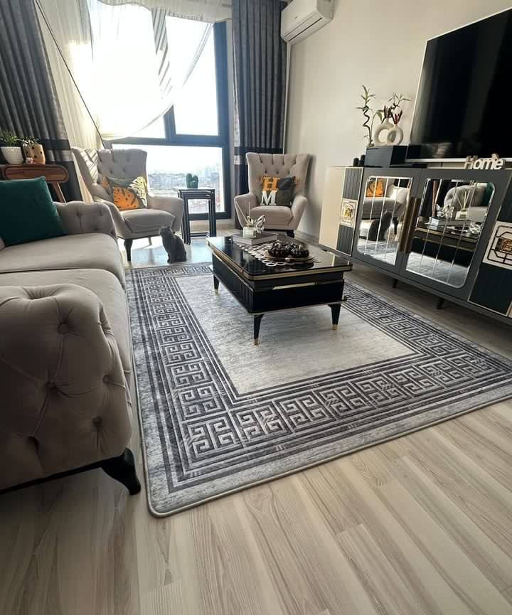 JANNY - Kaymaz Deri Taban Makinede Yıkanabilir Salon Oturma Odası Mutfak Halısı