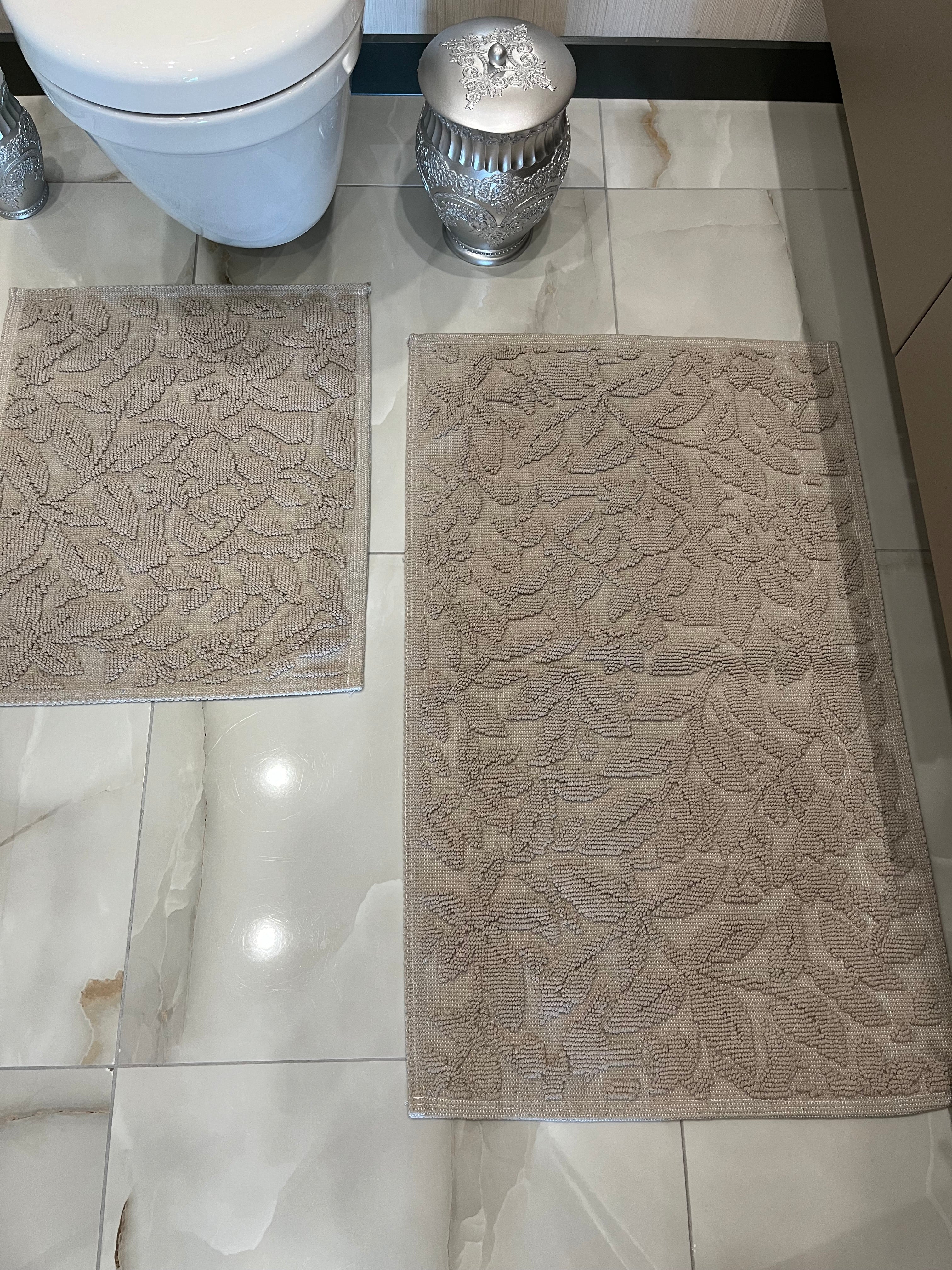VİZON - Yıkanabilir Pamuk Dokuma Taban 60x100 50x60 2'li Banyo Paspas ve Klozet Takımı