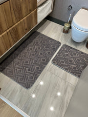 ANTRASİT - Yıkanabilir Kaymaz Taban 60x100 50x60 2'li Banyo Paspas ve Klozet Takımı