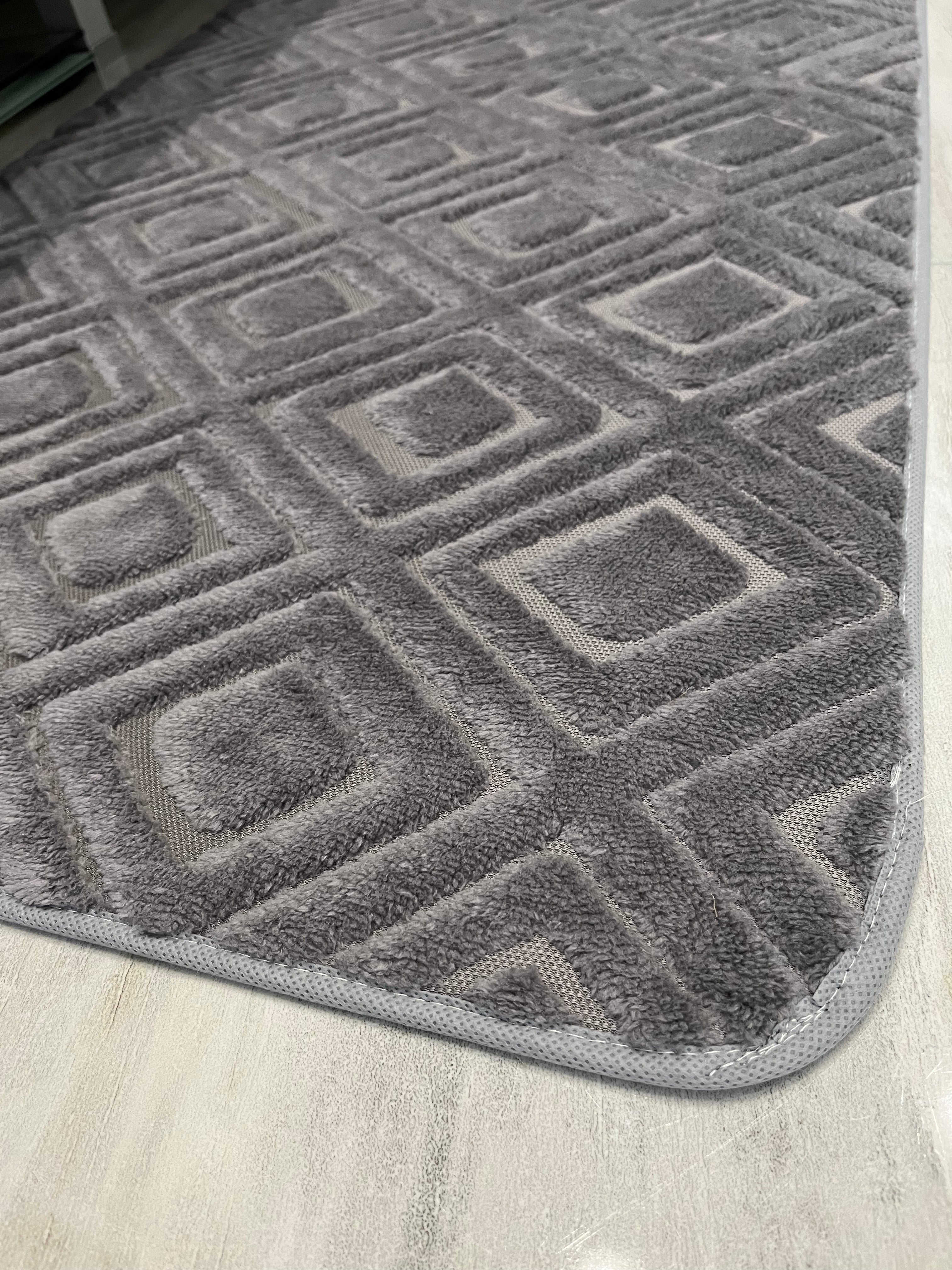 ANTRASİT - Yıkanabilir Kaymaz Taban 60x100 50x60 2'li Banyo Paspas ve Klozet Takımı