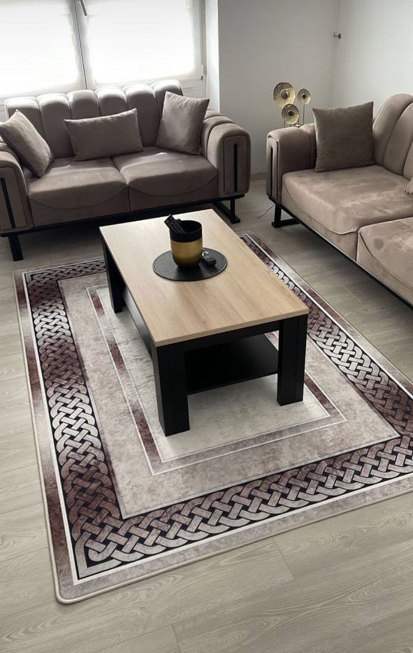 SİNATRA VİZON - Kaymaz Deri Taban Makinede Yıkanabilir Salon Oturma Odası Mutfak Halısı