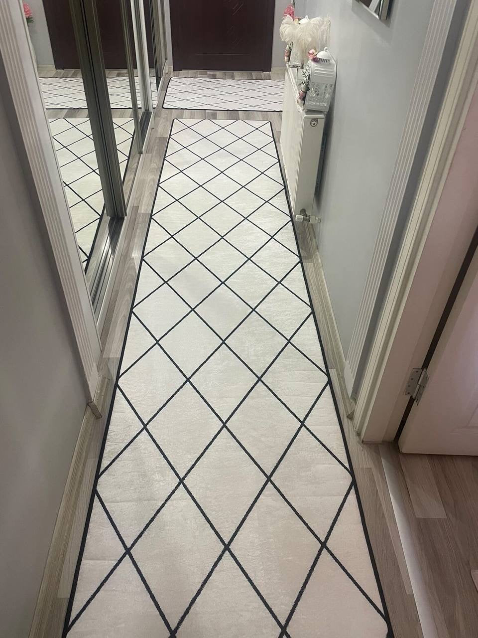 SAHRA BEYAZ - Kaymaz Deri Taban Makinede Yıkanabilir Salon Oturma Odası Mutfak Halısı