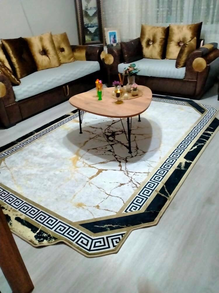 CHAİN FORM BRİLL - Kaymaz Deri Taban Makinede Yıkanabilir Salon Oturma Odası Mutfak Halısı