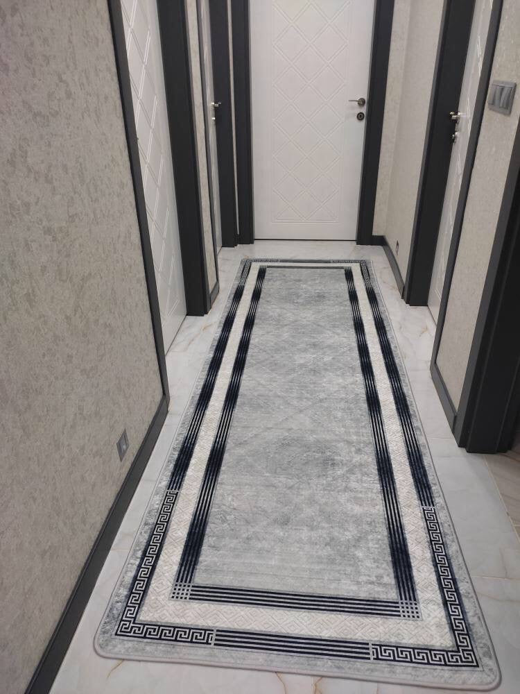 TAYLOR AÇIK GRİ - Kaymaz Deri Taban Makinede Yıkanabilir Salon Oturma Odası Mutfak Halısı
