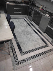 TAYLOR AÇIK GRİ - Kaymaz Deri Taban Makinede Yıkanabilir Salon Oturma Odası Mutfak Halısı