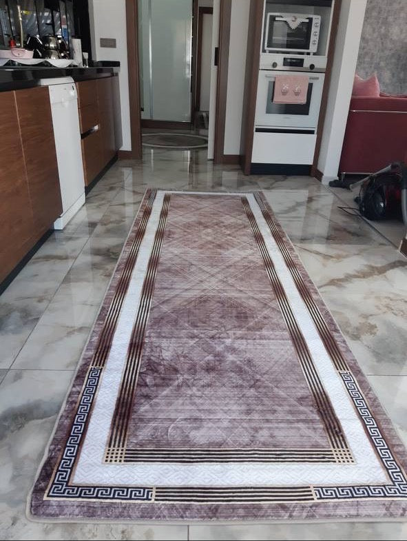 TAYLOR VİZON - Kaymaz Deri Taban Makinede Yıkanabilir Salon Oturma Odası Mutfak Halısı