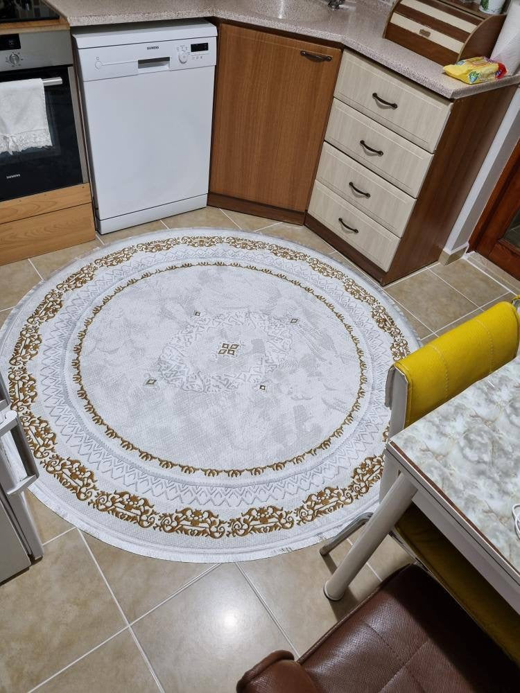 FİRUZE - Kaymaz Deri Taban Makinede Yıkanabilir Salon Oturma Odası Mutfak Halısı
