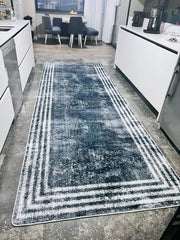 HOVEN GRİ BEYAZ - Kaymaz Deri Taban Makinede Yıkanabilir Salon Oturma Odası Mutfak Halısı