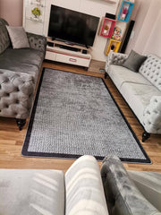 LAMAR GRİ - Kaymaz Deri Taban Makinede Yıkanabilir Salon Oturma Odası Mutfak Halısı
