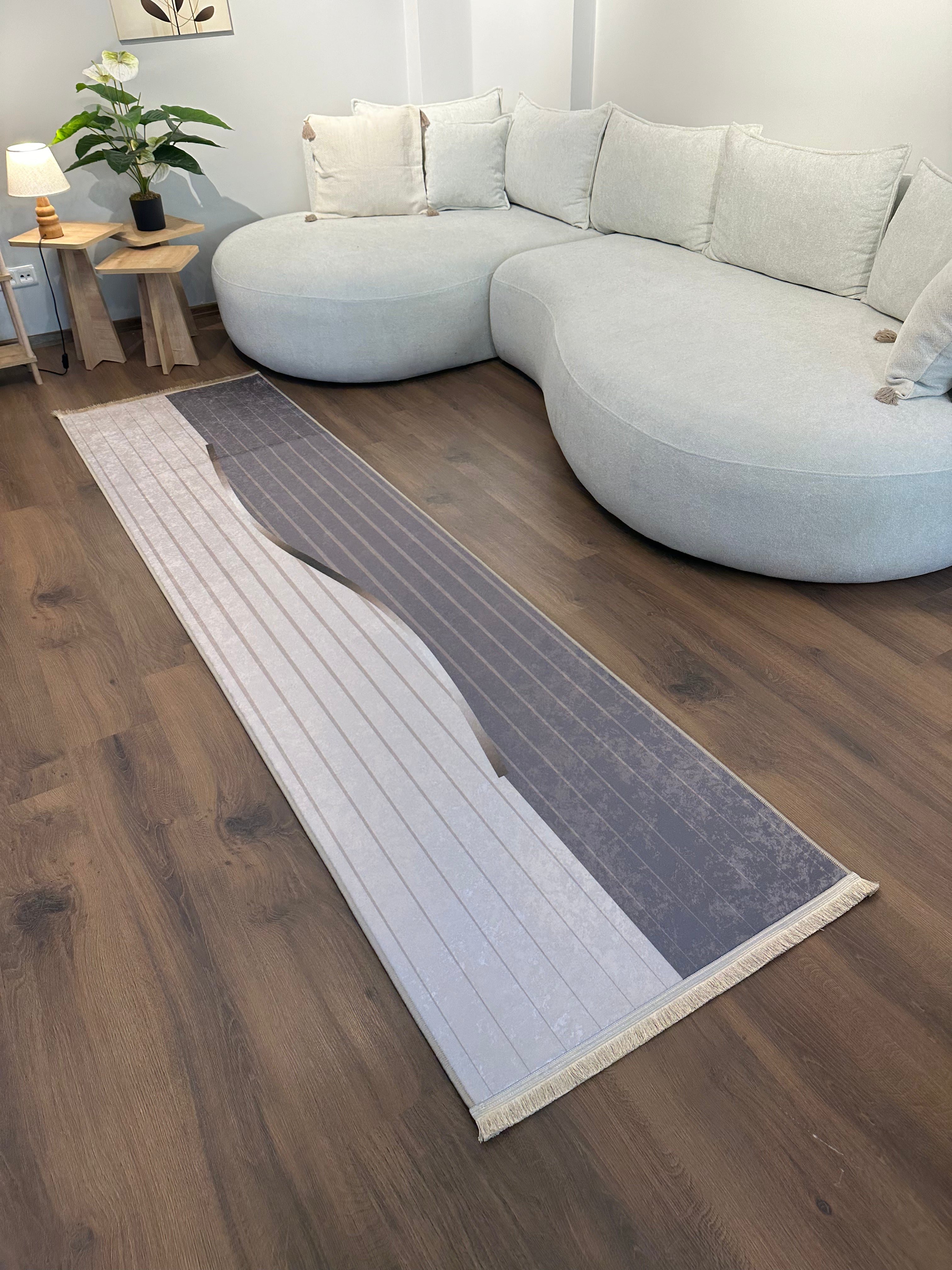 AURA VİZON - Kaymaz Deri Taban Makinede Yıkanabilir Salon Oturma Odası Mutfak Halısı