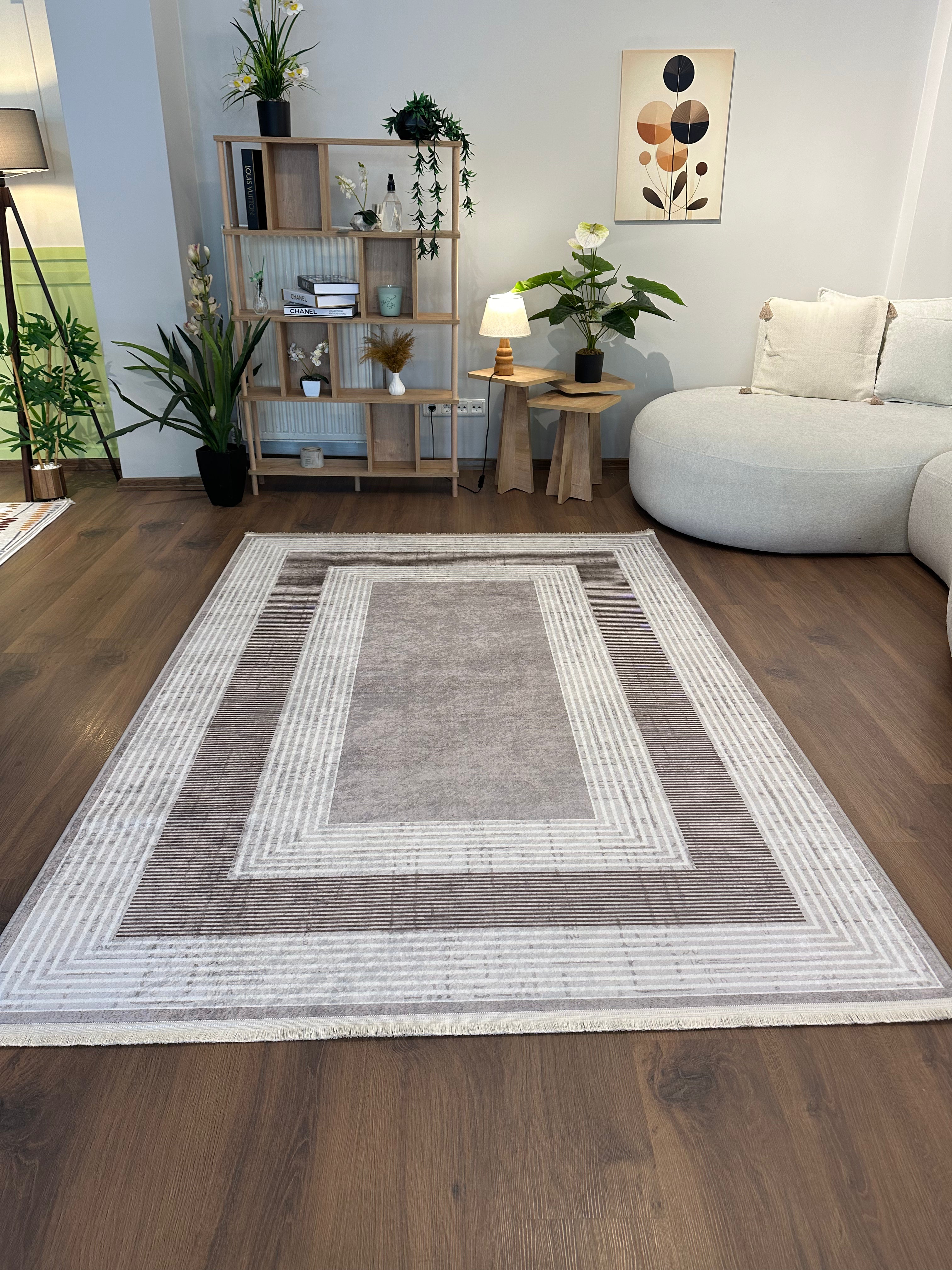 MİRANDA - Kaymaz Deri Taban Makinede Yıkanabilir Salon Oturma Odası Mutfak Halısı